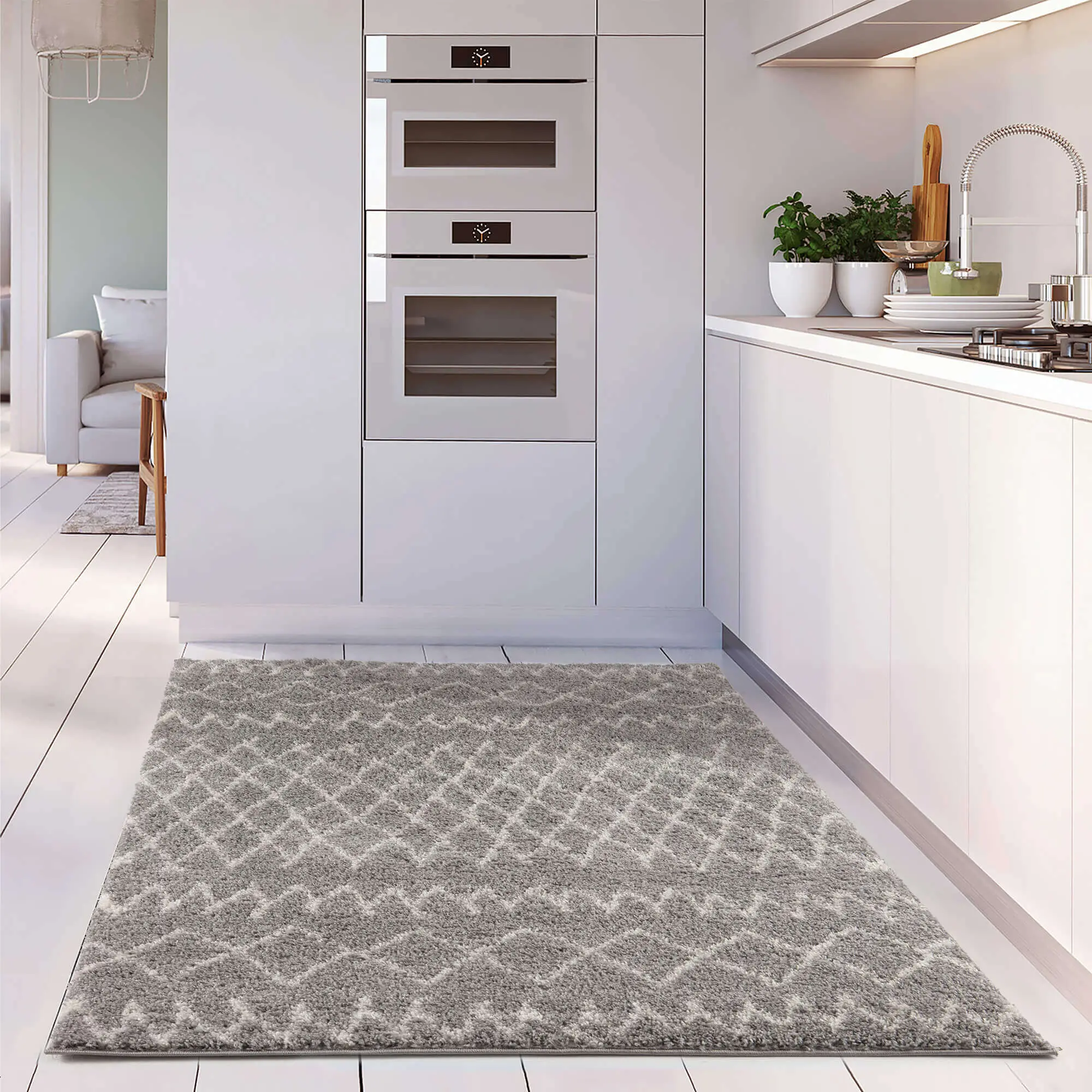 Moroccan Grey Shaggy Rug | 910 - Image 11