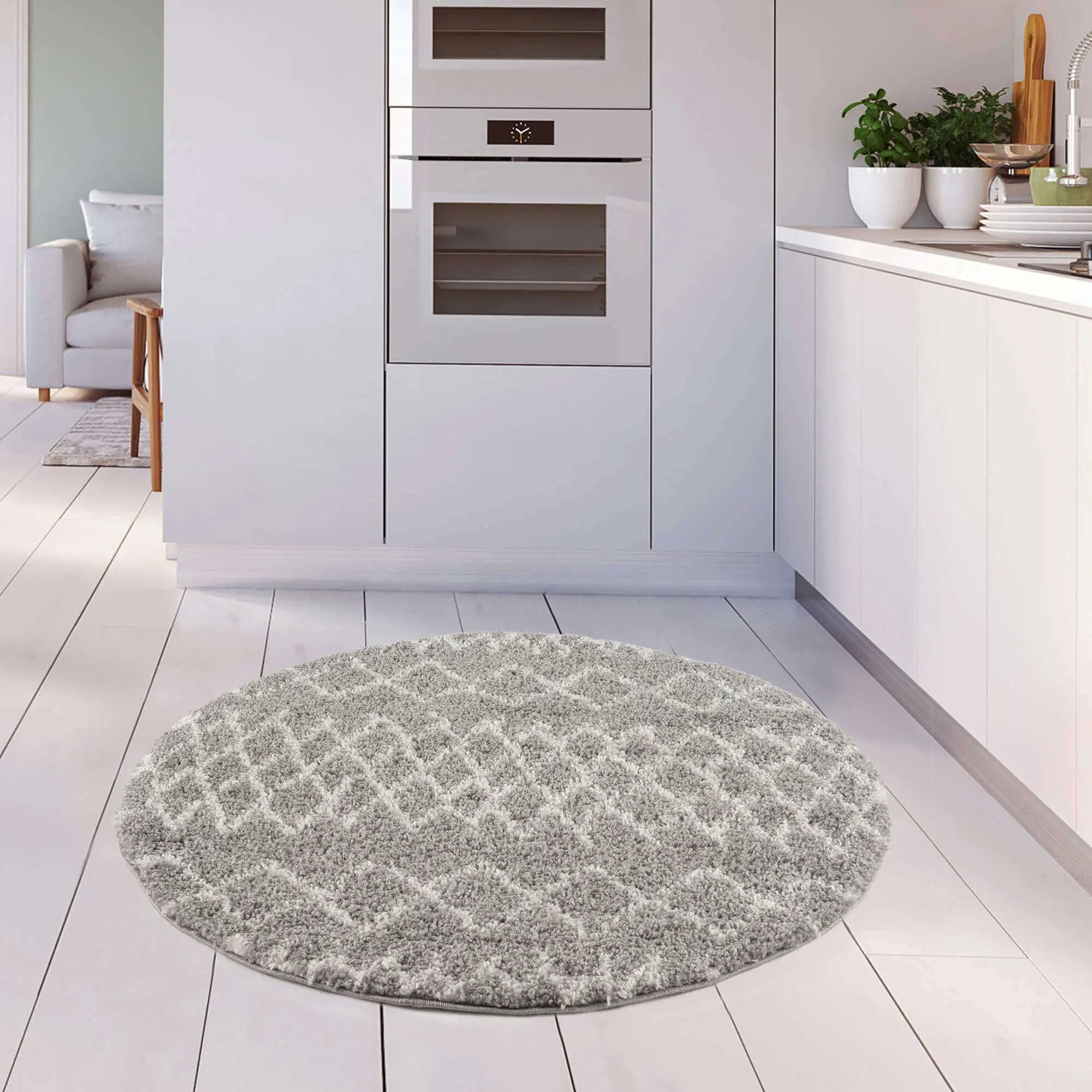 Moroccan Grey Shaggy Rug | 910 - Image 14