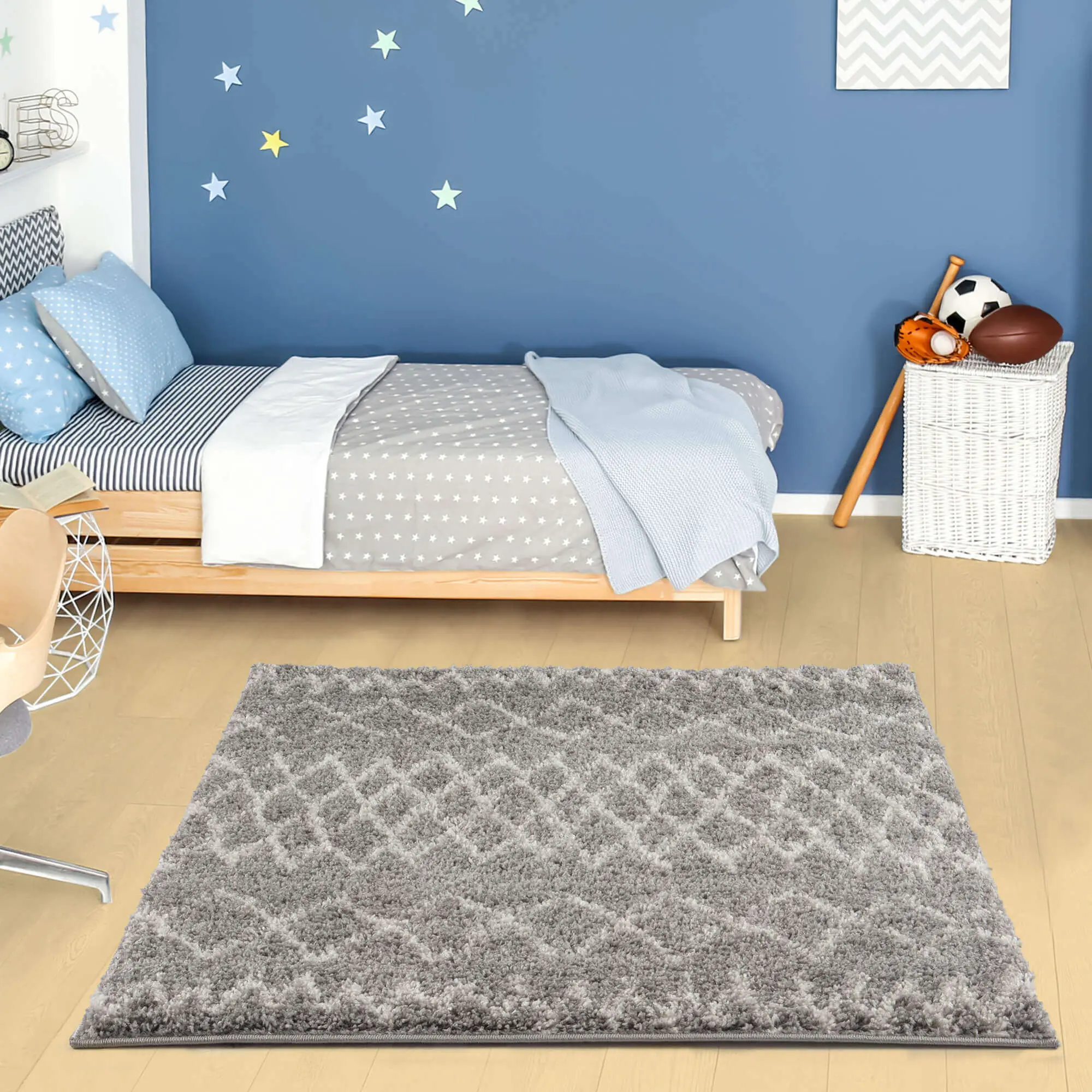 Moroccan Grey Shaggy Rug | 910 - Image 19