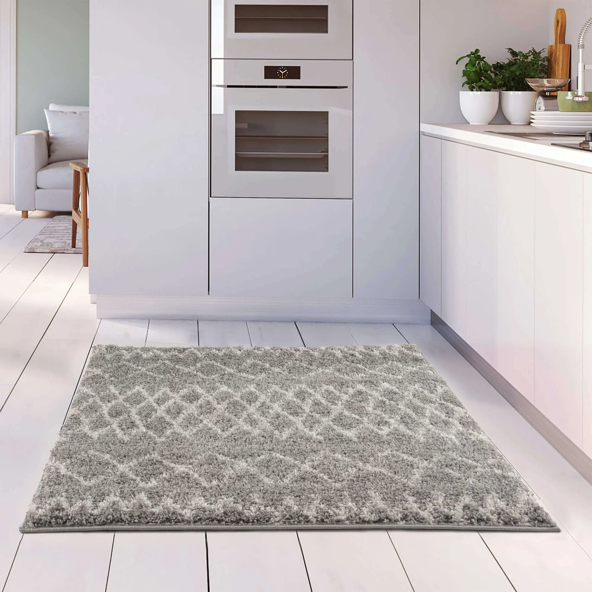Moroccan Grey Shaggy Rug | 910 - Image 20