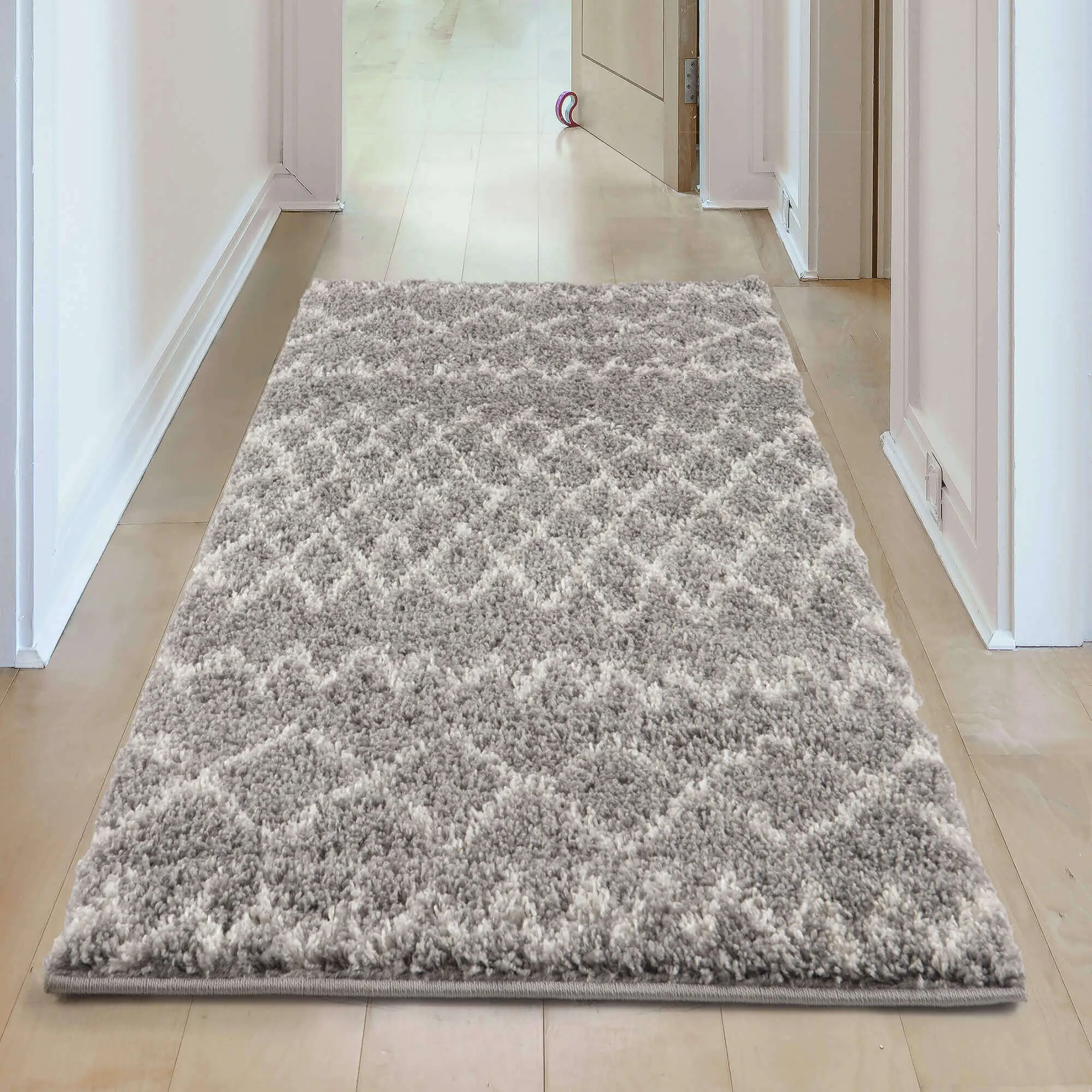 Moroccan Grey Shaggy Rug | 910 - Image 22