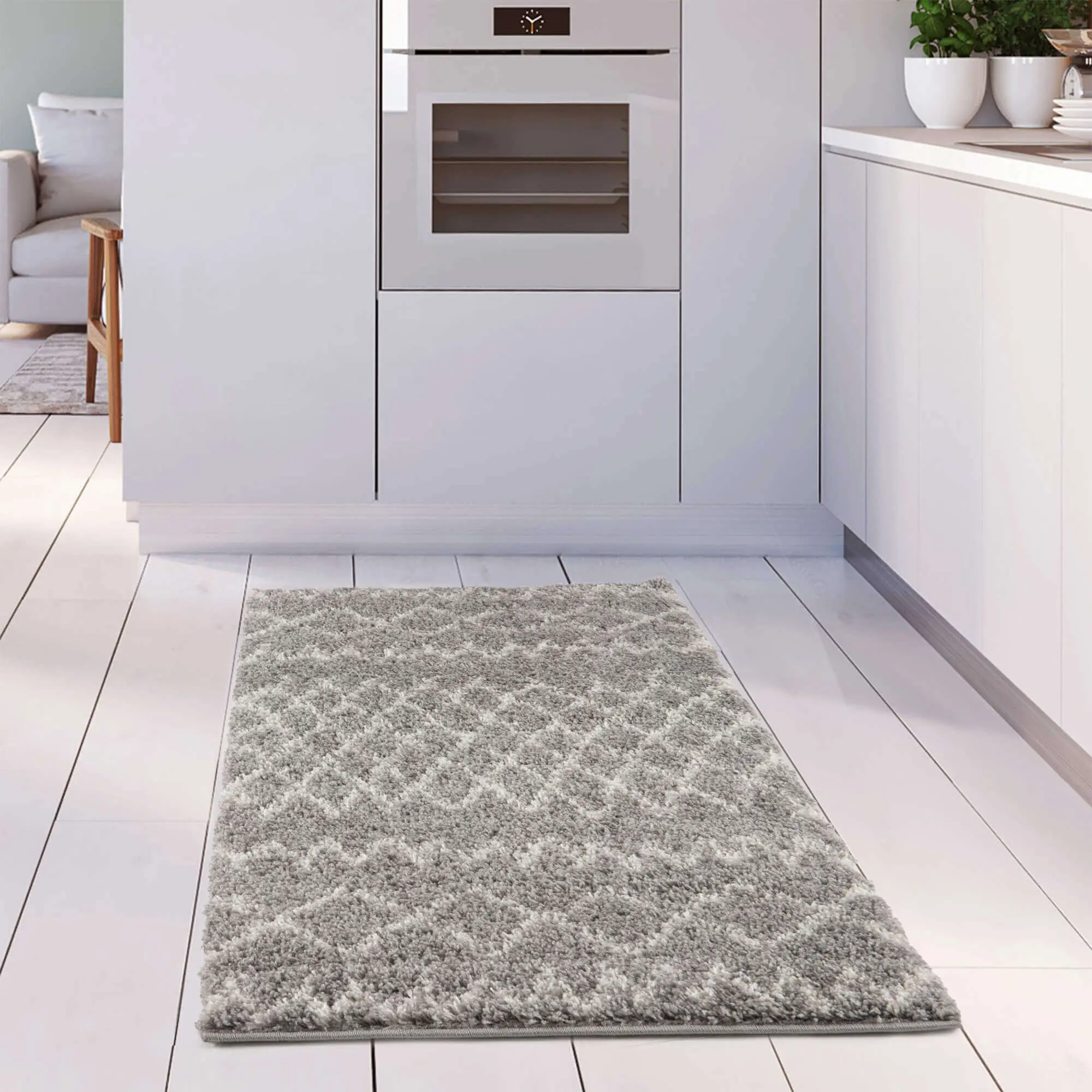 Moroccan Grey Shaggy Rug | 910 - Image 24
