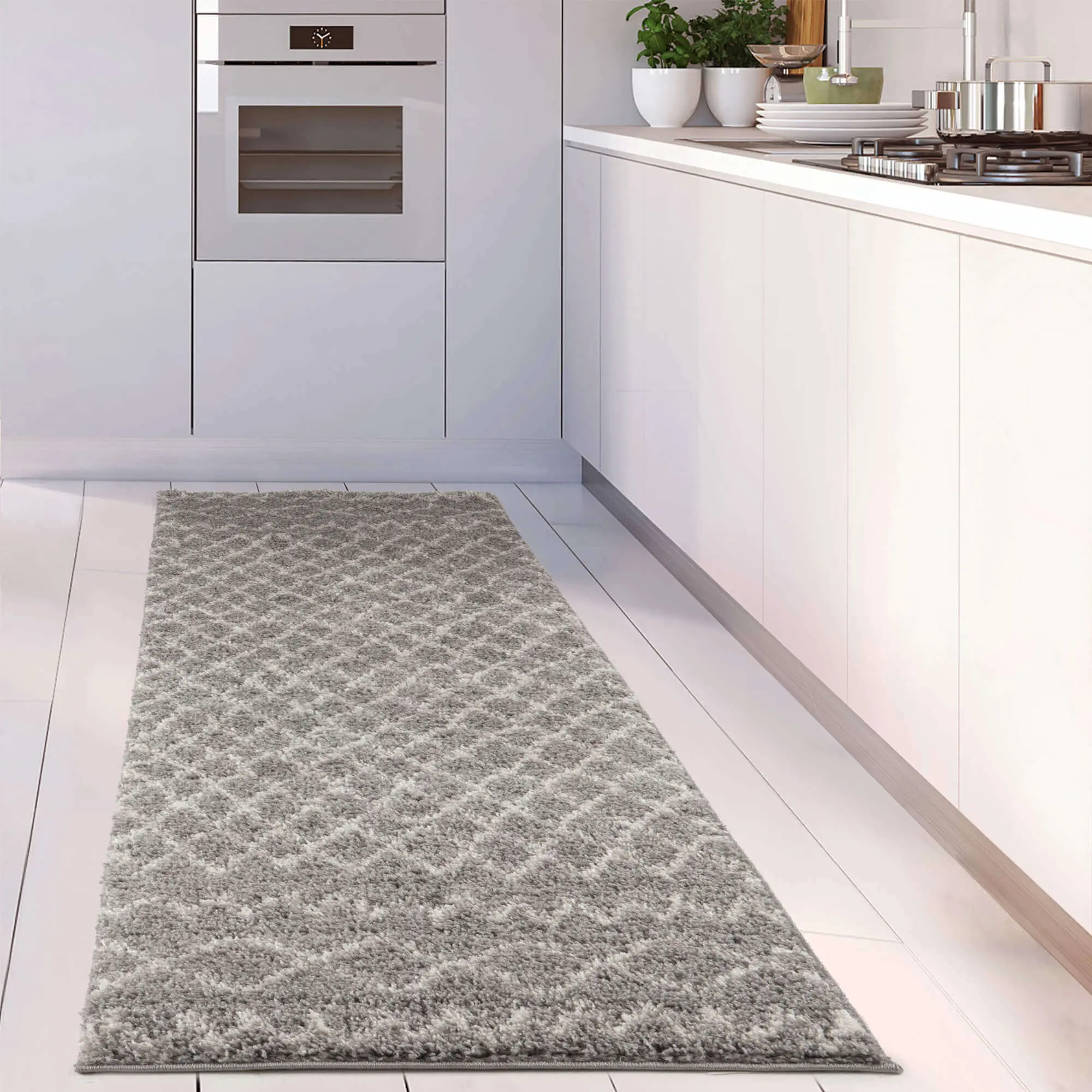 Moroccan Grey Shaggy Rug | 910 - Image 27
