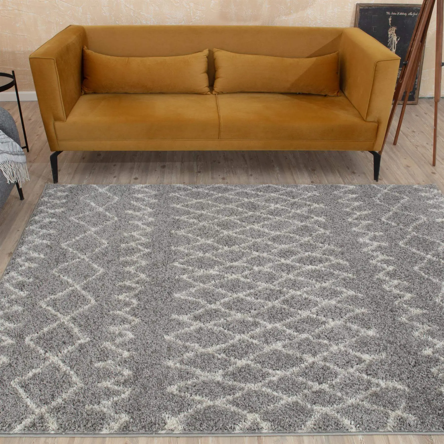 Moroccan Grey Shaggy Rug | 910 - Image 7