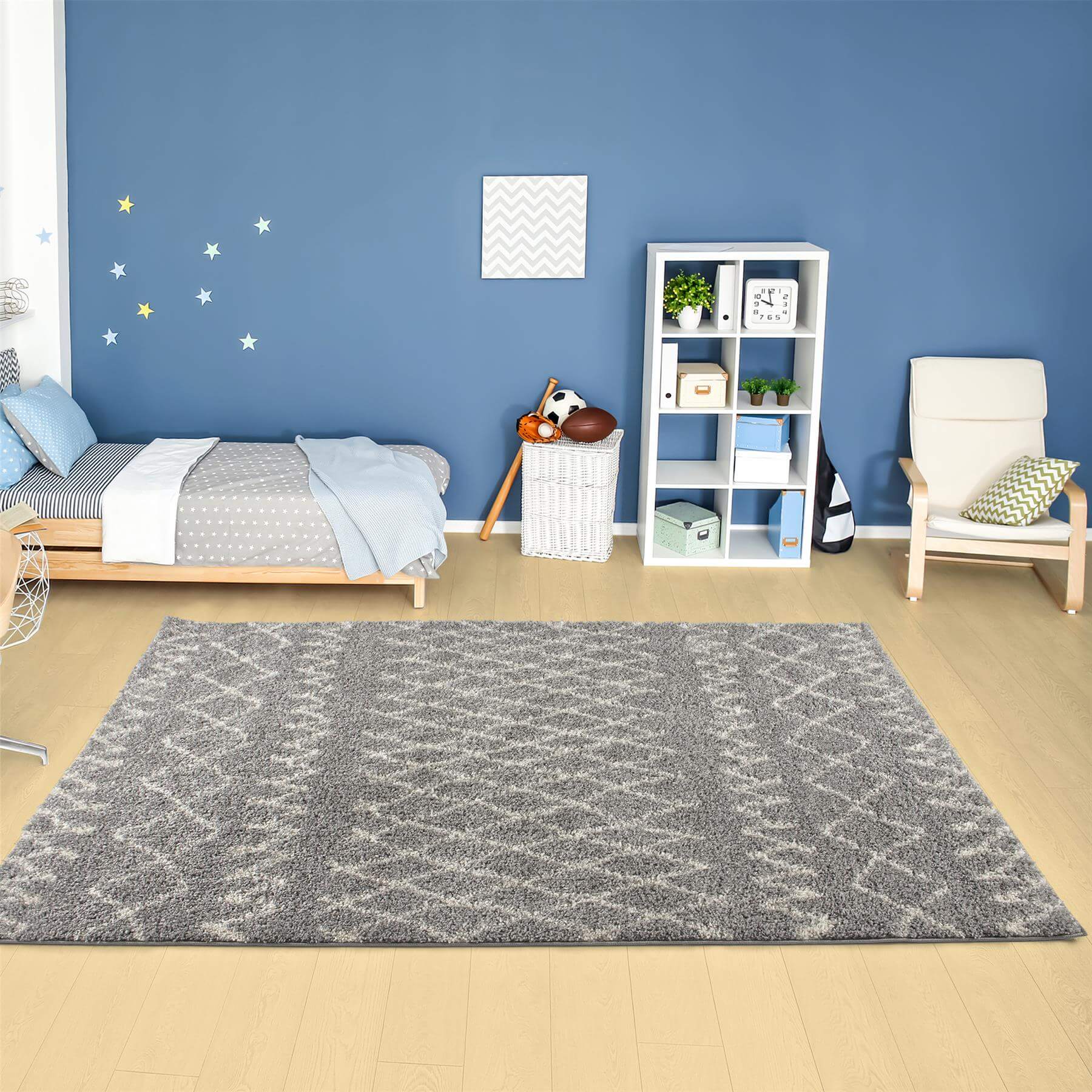 Moroccan Grey Shaggy Rug | 910 - Image 8