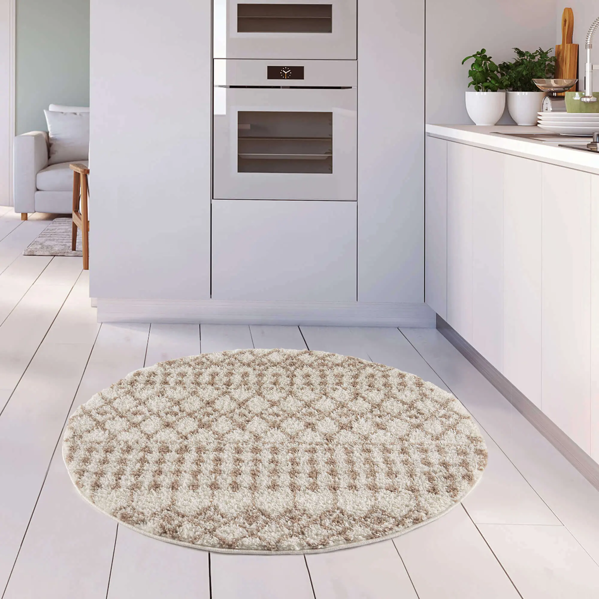Moroccan Ivory Beige Shaggy Rug | 1030 - Image 14