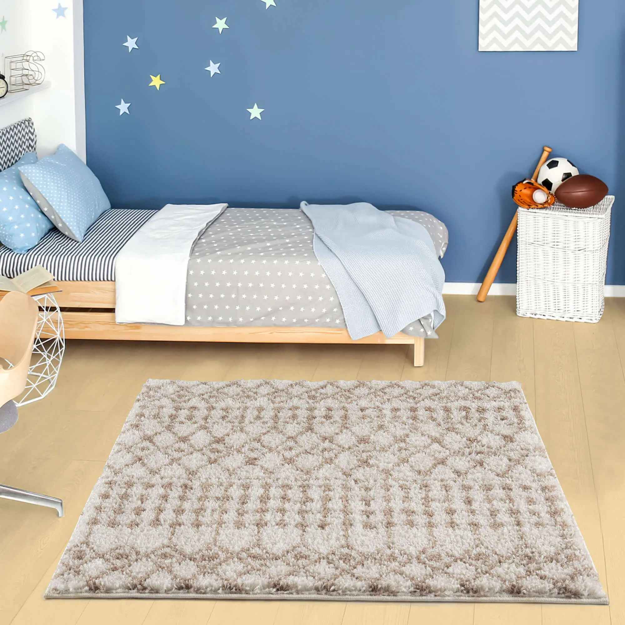 Moroccan Ivory Beige Shaggy Rug | 1030 - Image 20