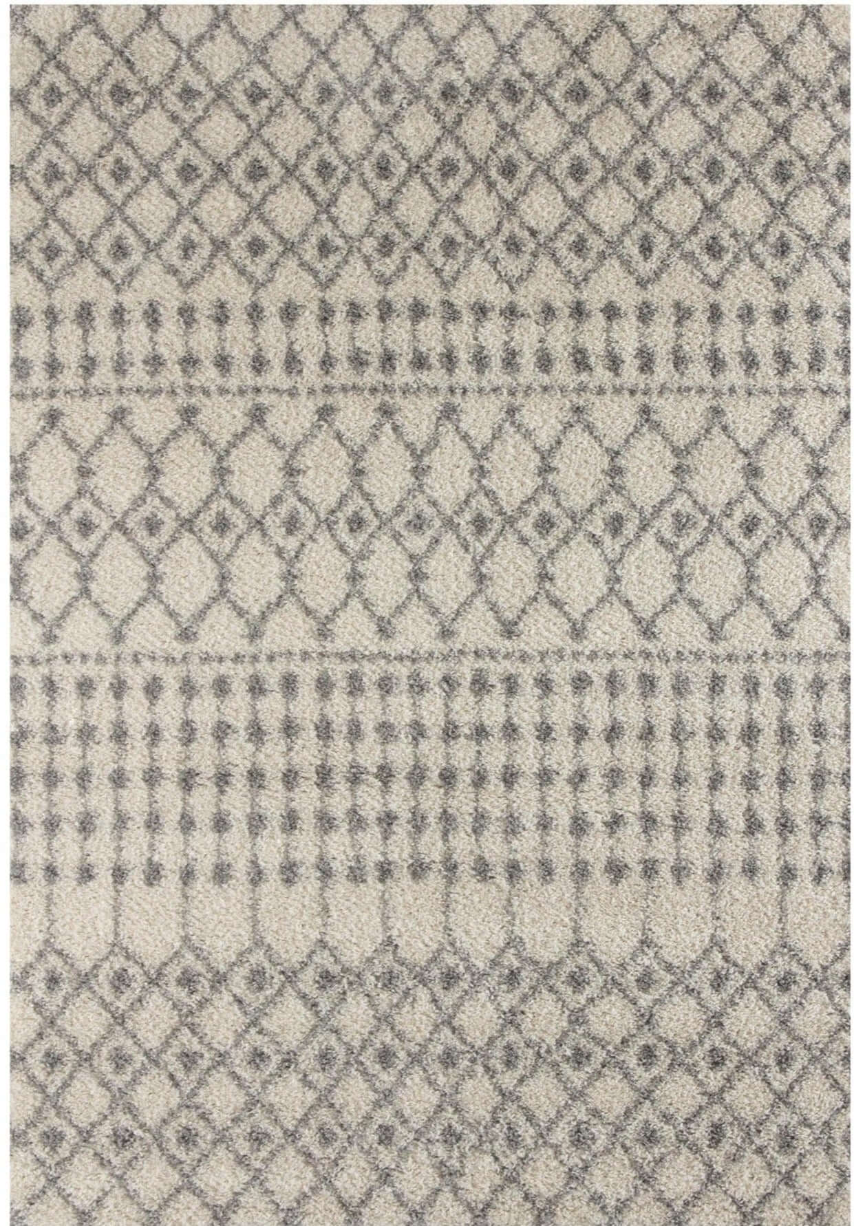 Moroccan Ivory Grey Shaggy Rug | 1000