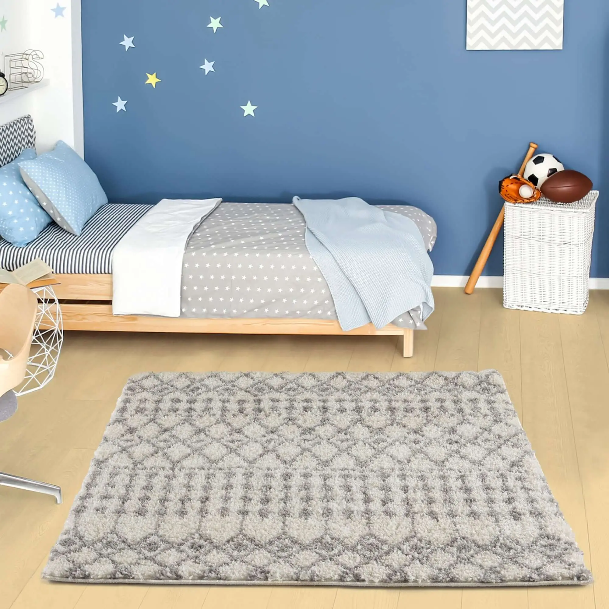 Moroccan Ivory Grey Shaggy Rug | 1000 - Image 22