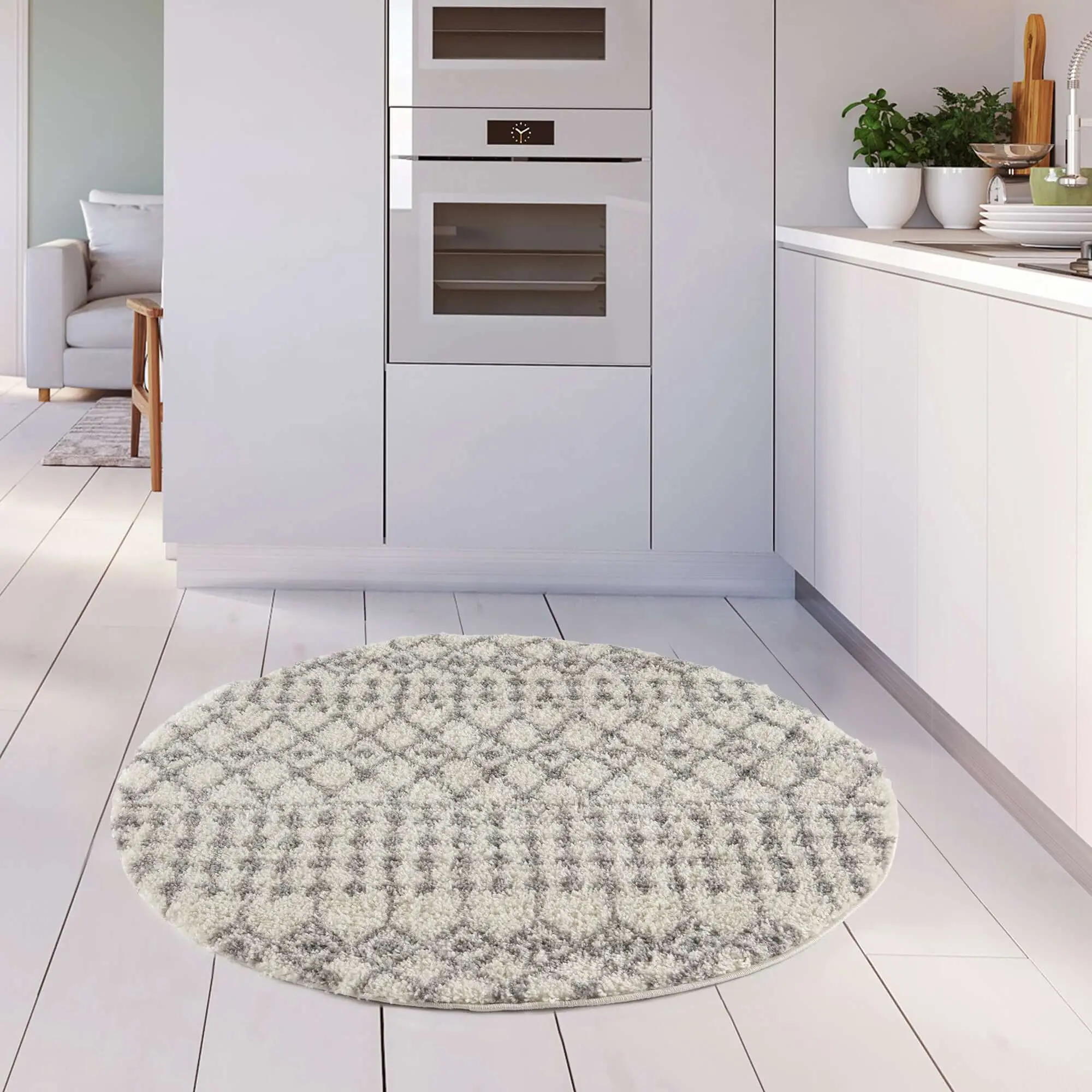 Moroccan Ivory Grey Shaggy Rug | 1000 - Image 26