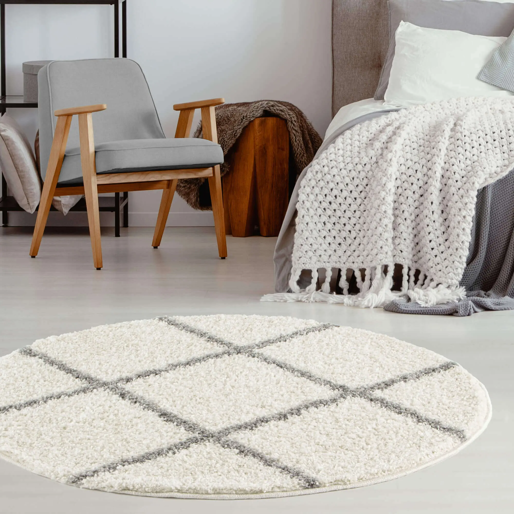 Moroccan Ivory Shaggy Rug | 500 - Image 14
