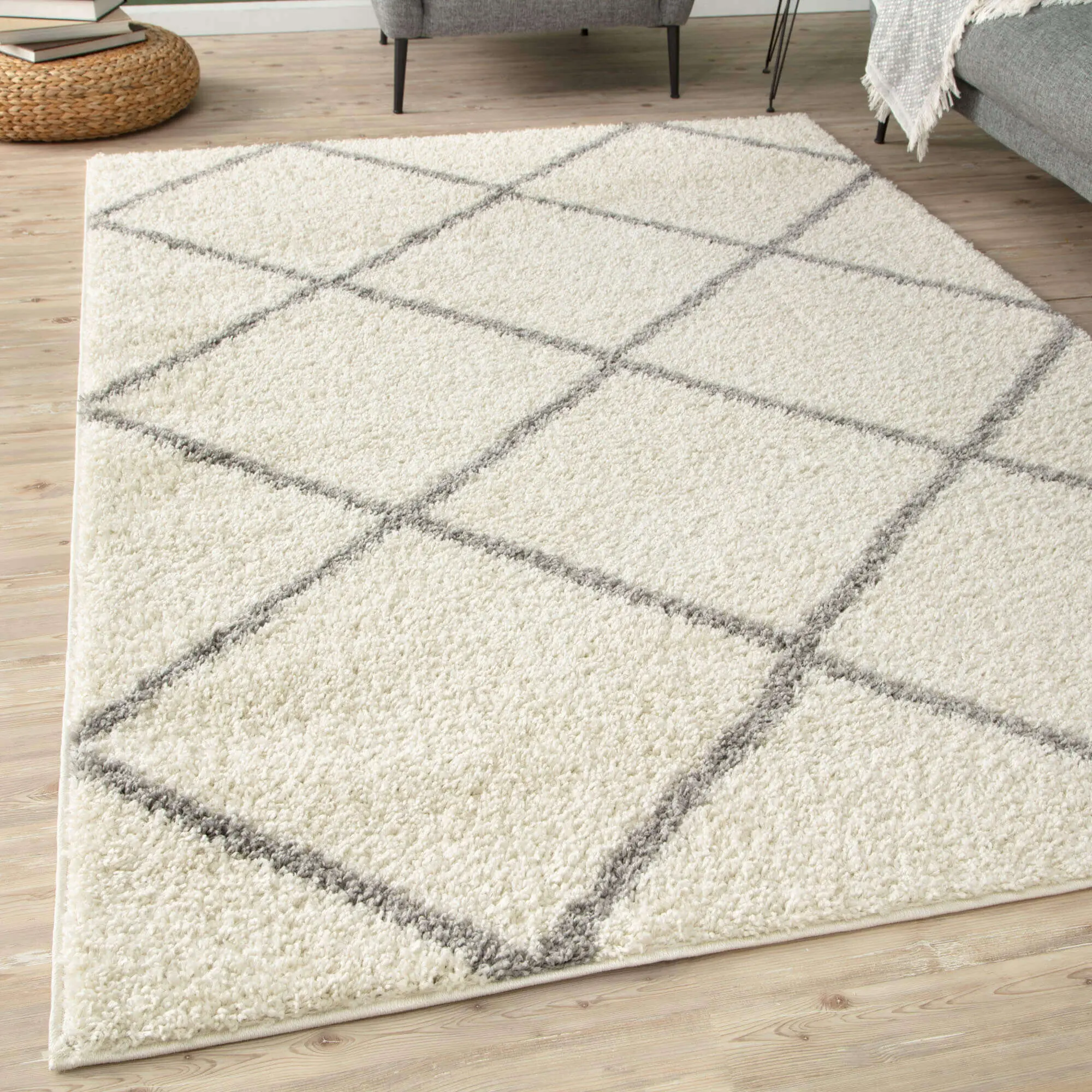 Moroccan Ivory Shaggy Rug | 500 - Image 6