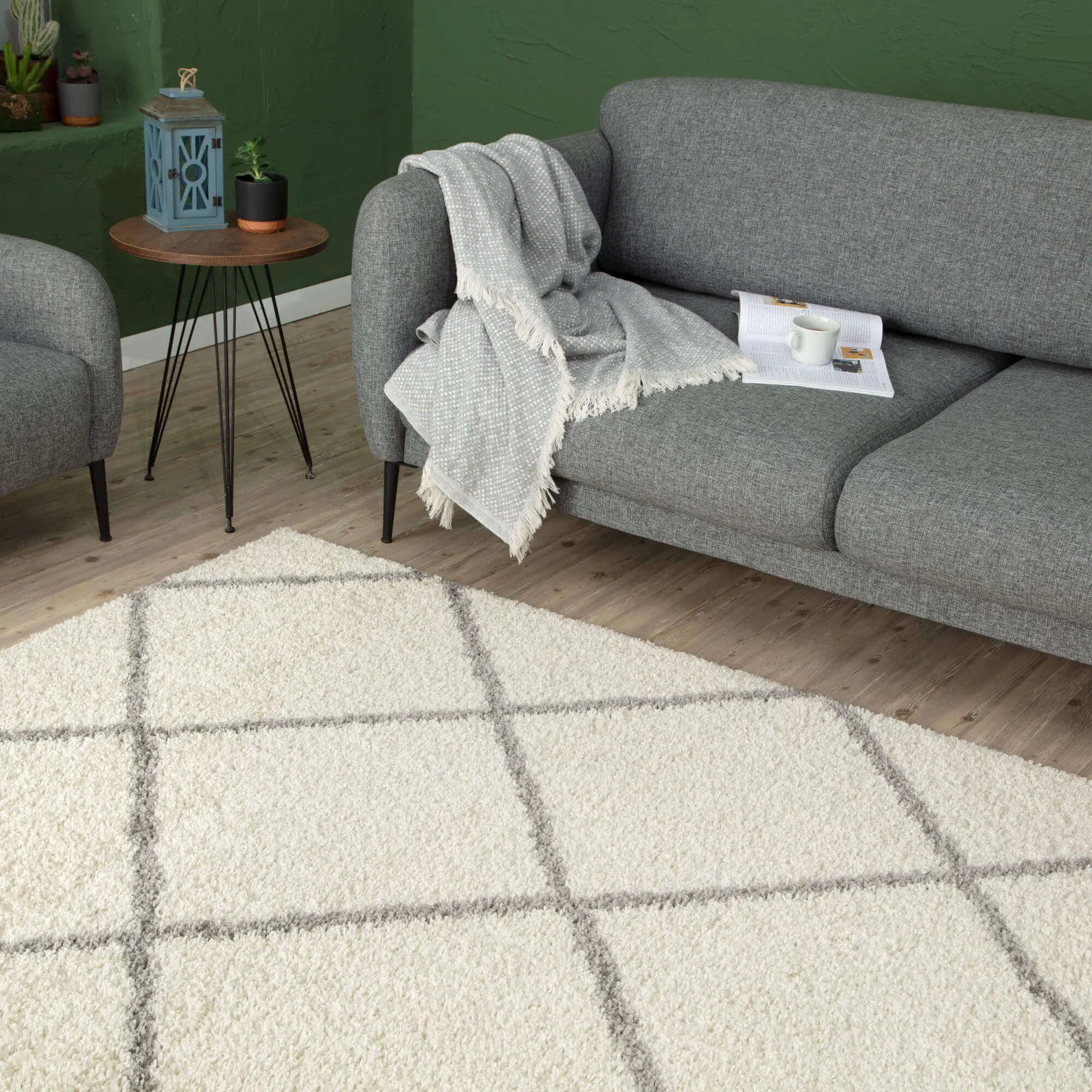Moroccan Ivory Shaggy Rug | 500 - Image 7