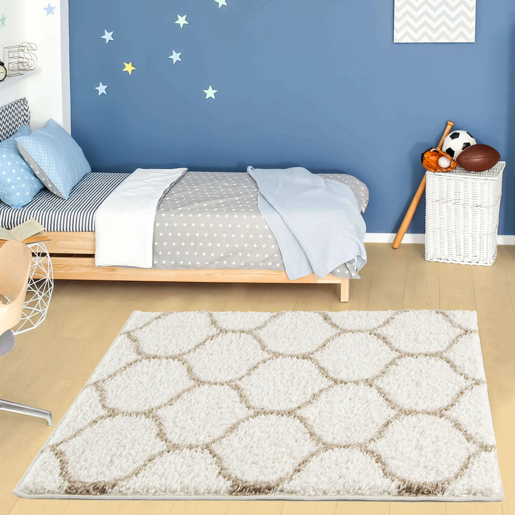 Moroccan Ivory Shaggy Rug | 630 - Image 13