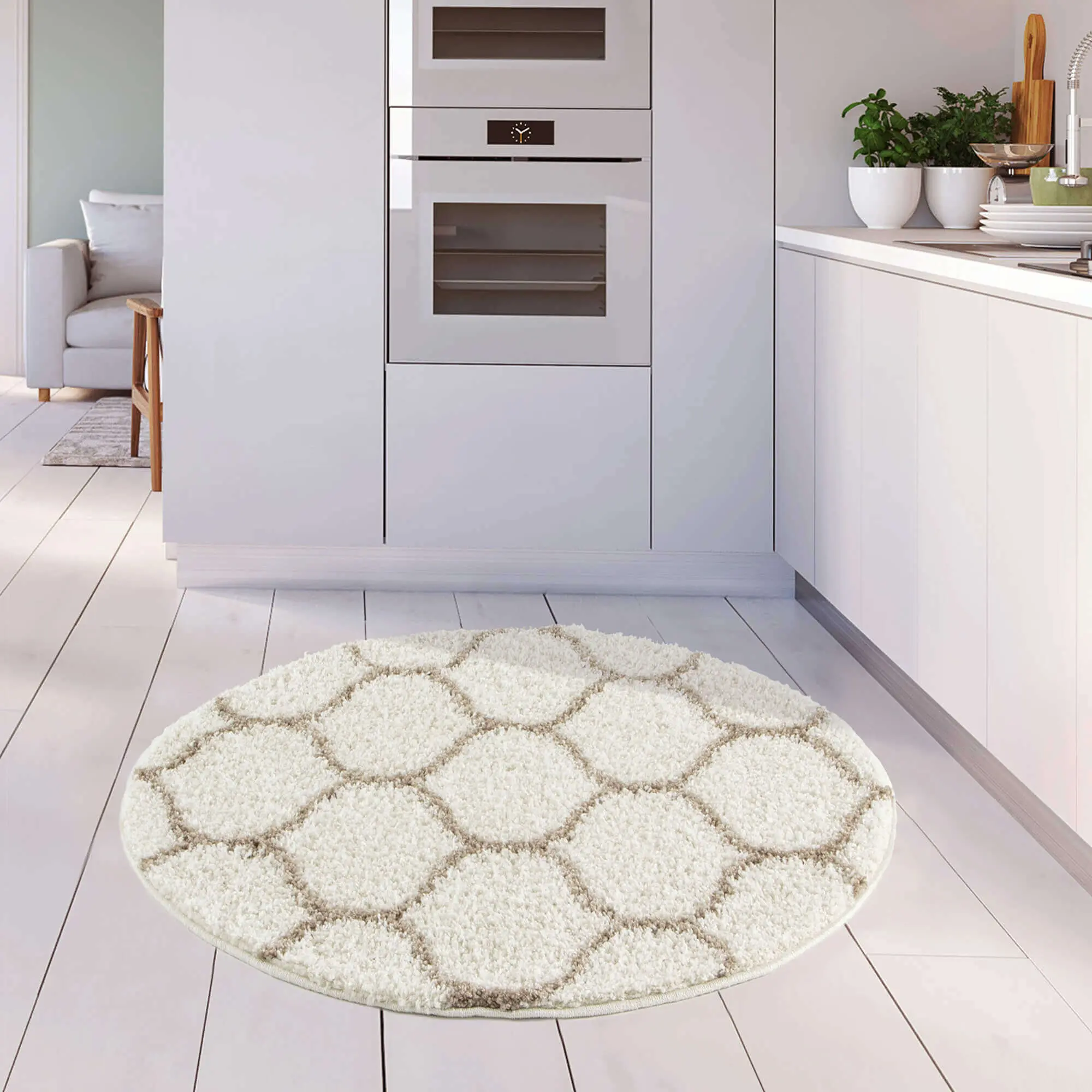 Moroccan Ivory Shaggy Rug | 630 - Image 15