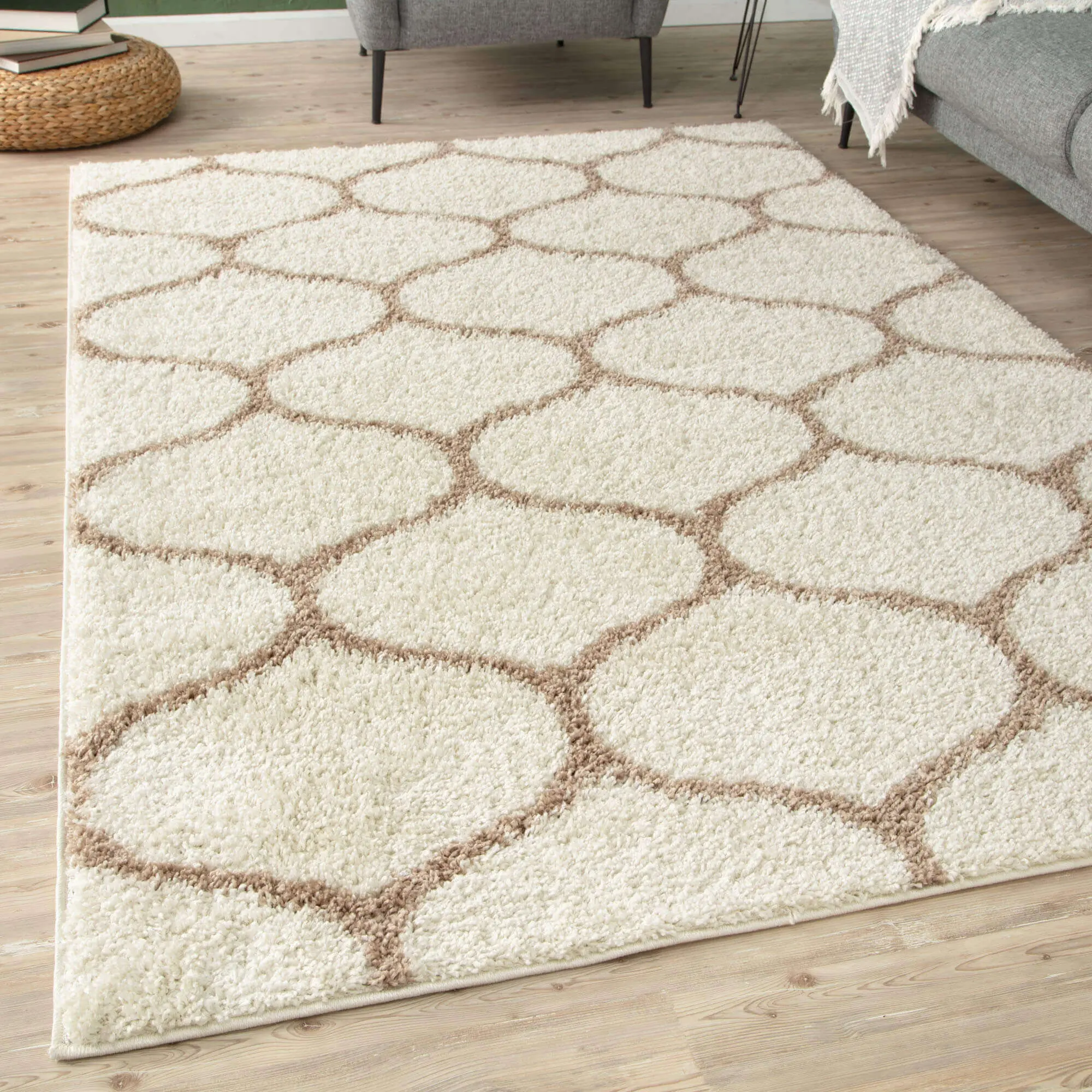 Moroccan Ivory Shaggy Rug | 630 - Image 3