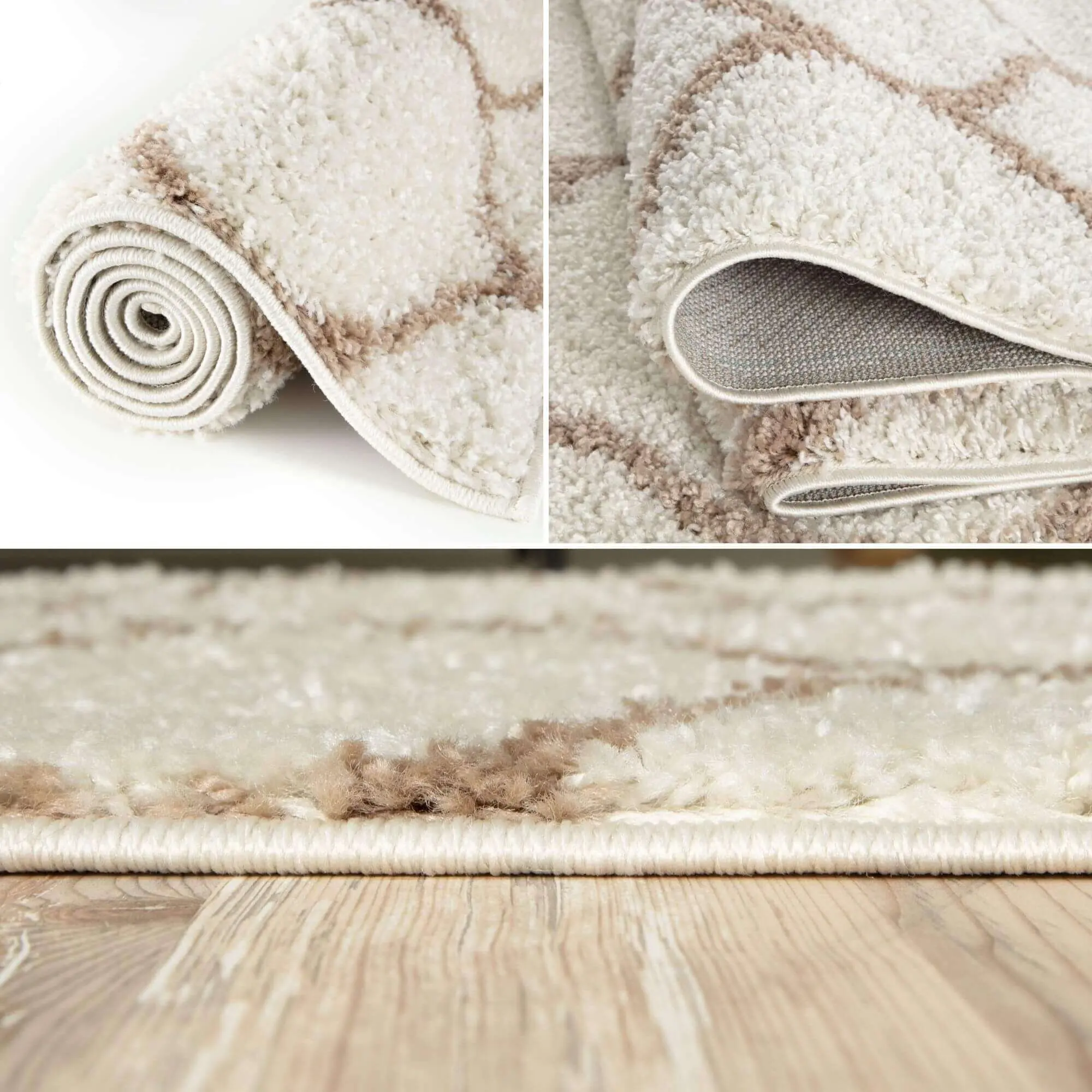 Moroccan Ivory Shaggy Rug | 630 - Image 4