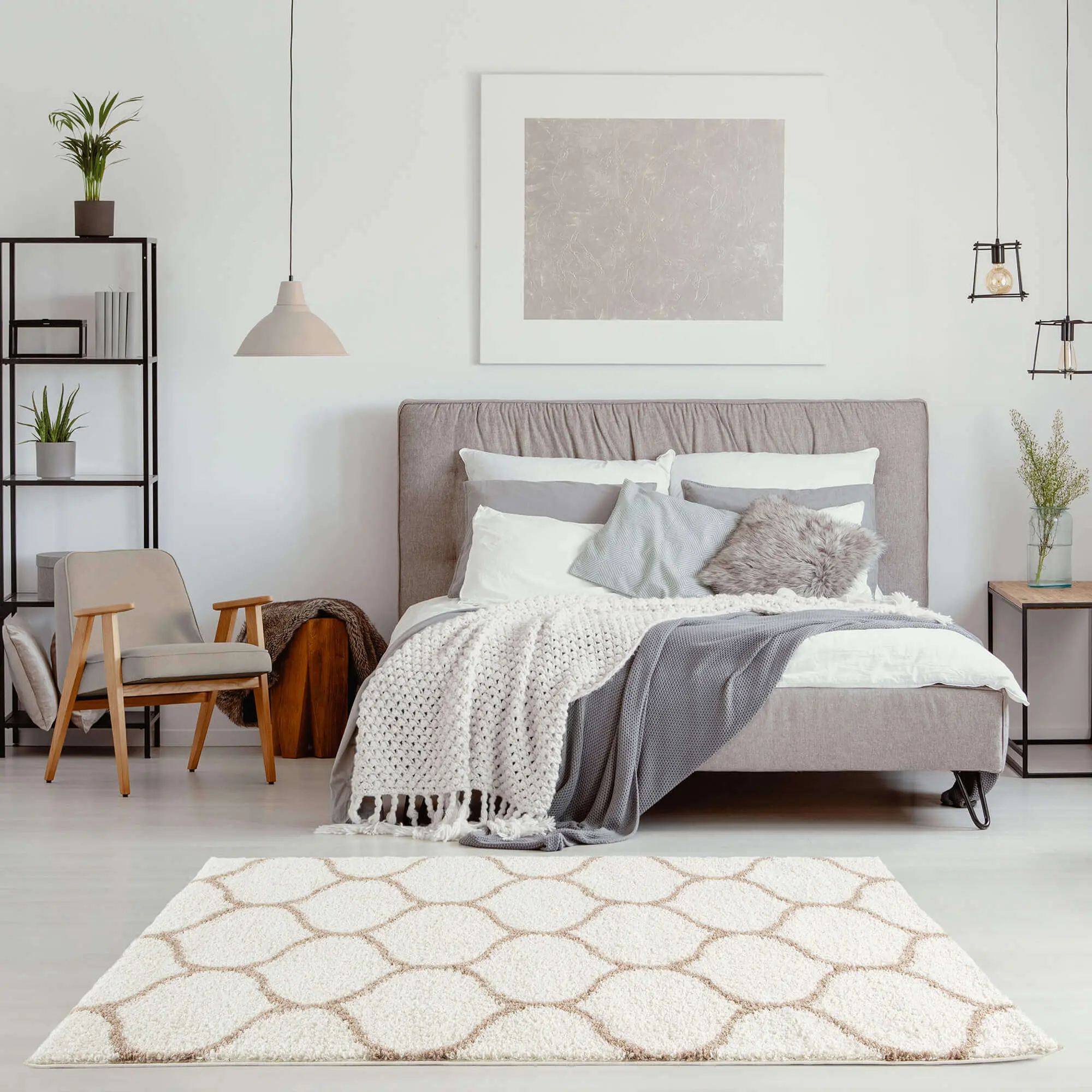 Moroccan Ivory Shaggy Rug | 630 - Image 6