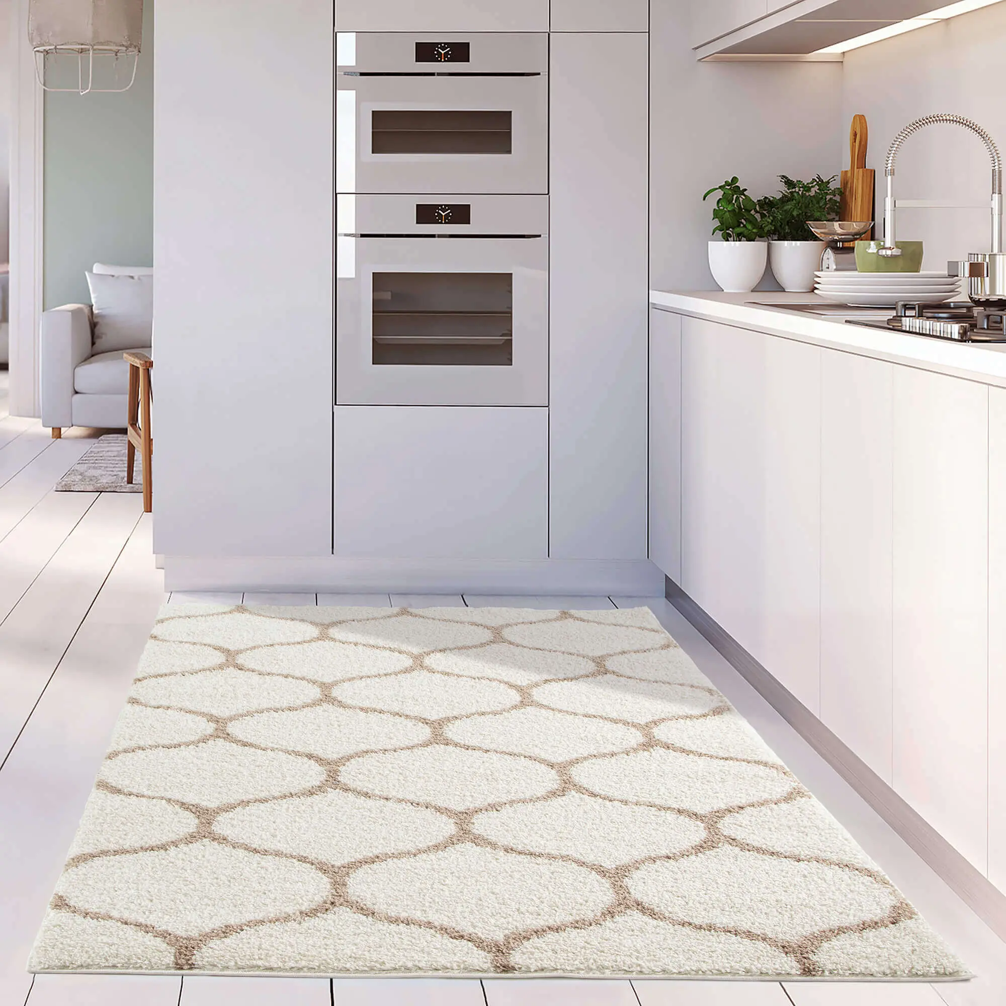 Moroccan Ivory Shaggy Rug | 630 - Image 7
