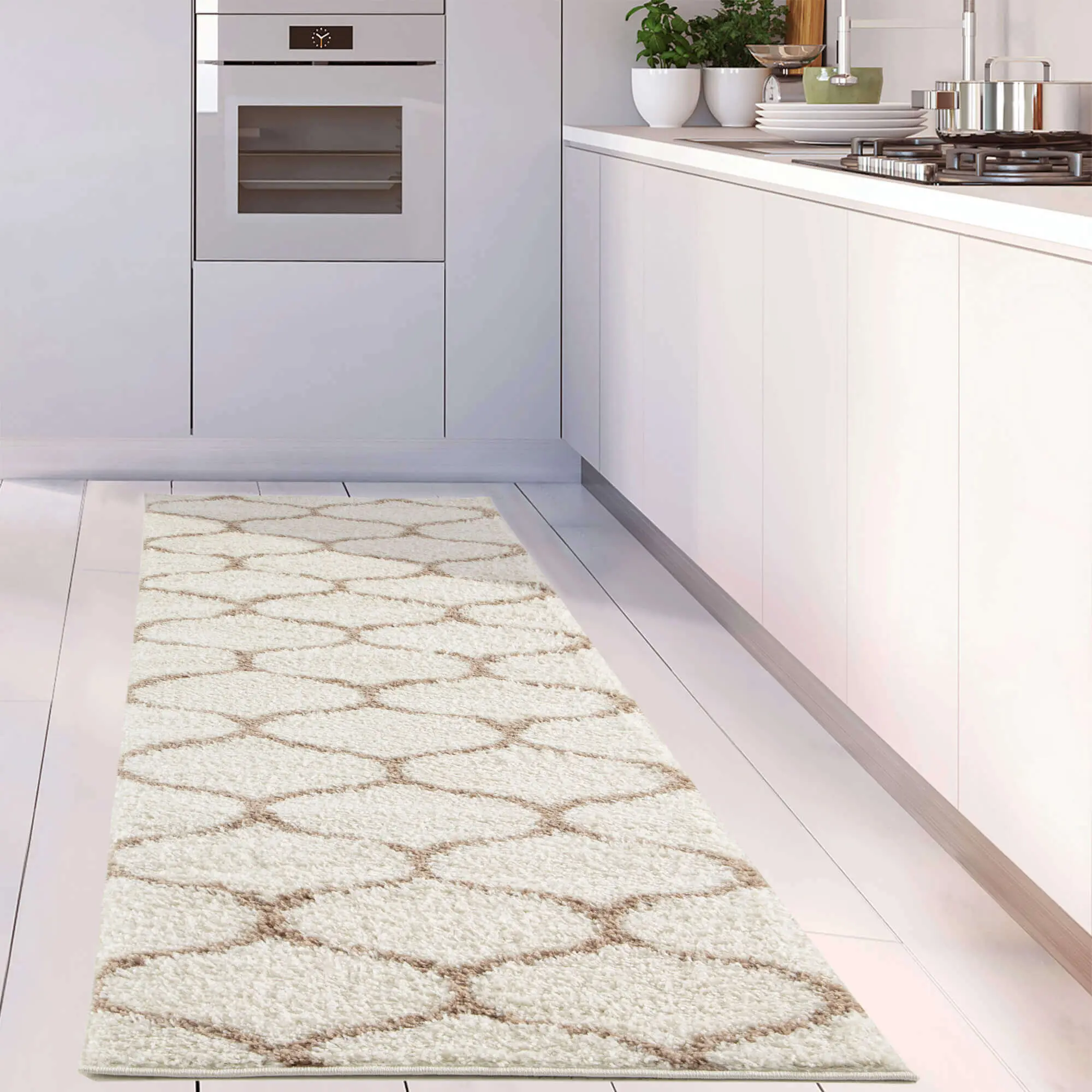 Moroccan Ivory Shaggy Rug | 630 - Image 8