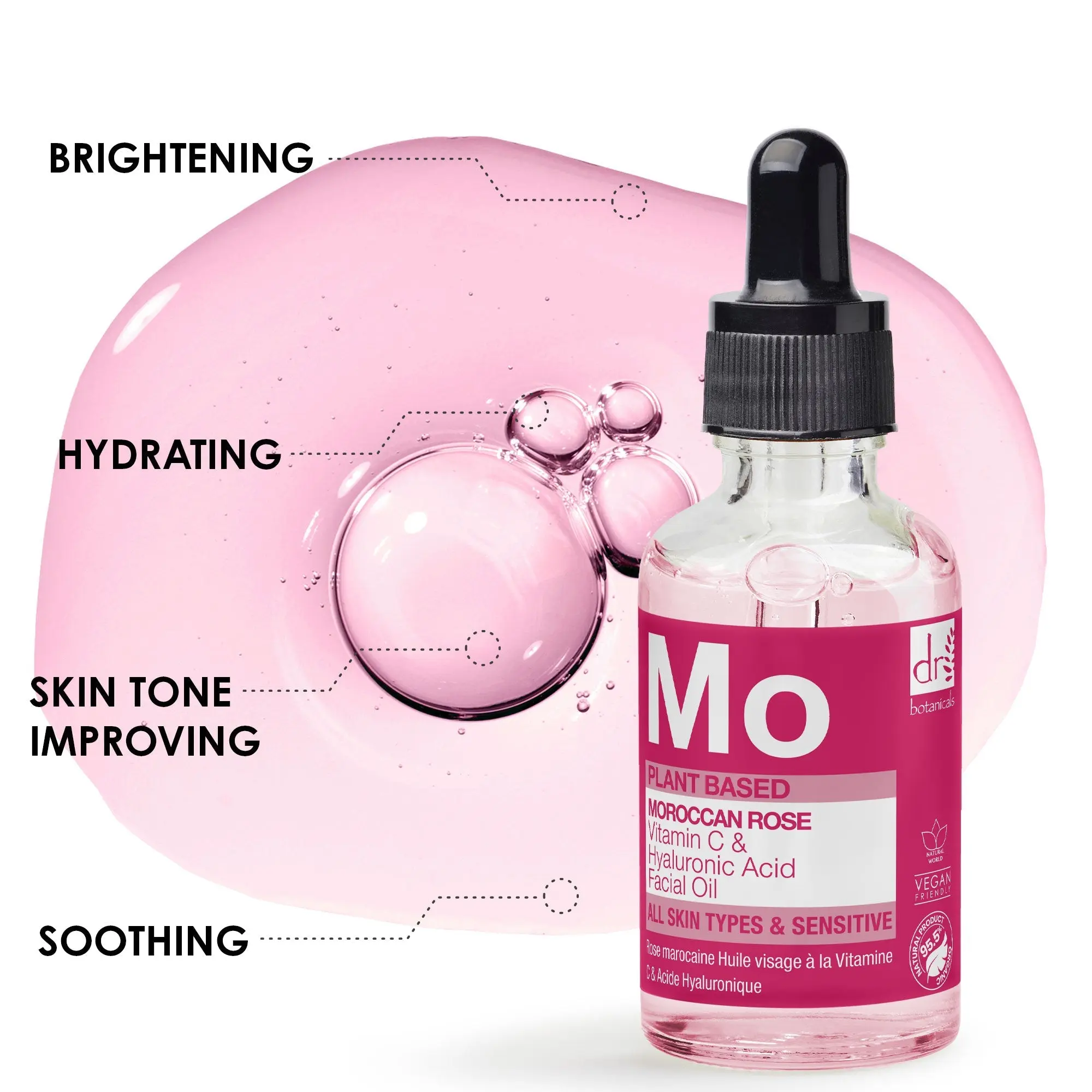 Moroccan Rose Facial Oil with Hyaluronic Acid & Vitamin C 15ml + 30ml - Image 4