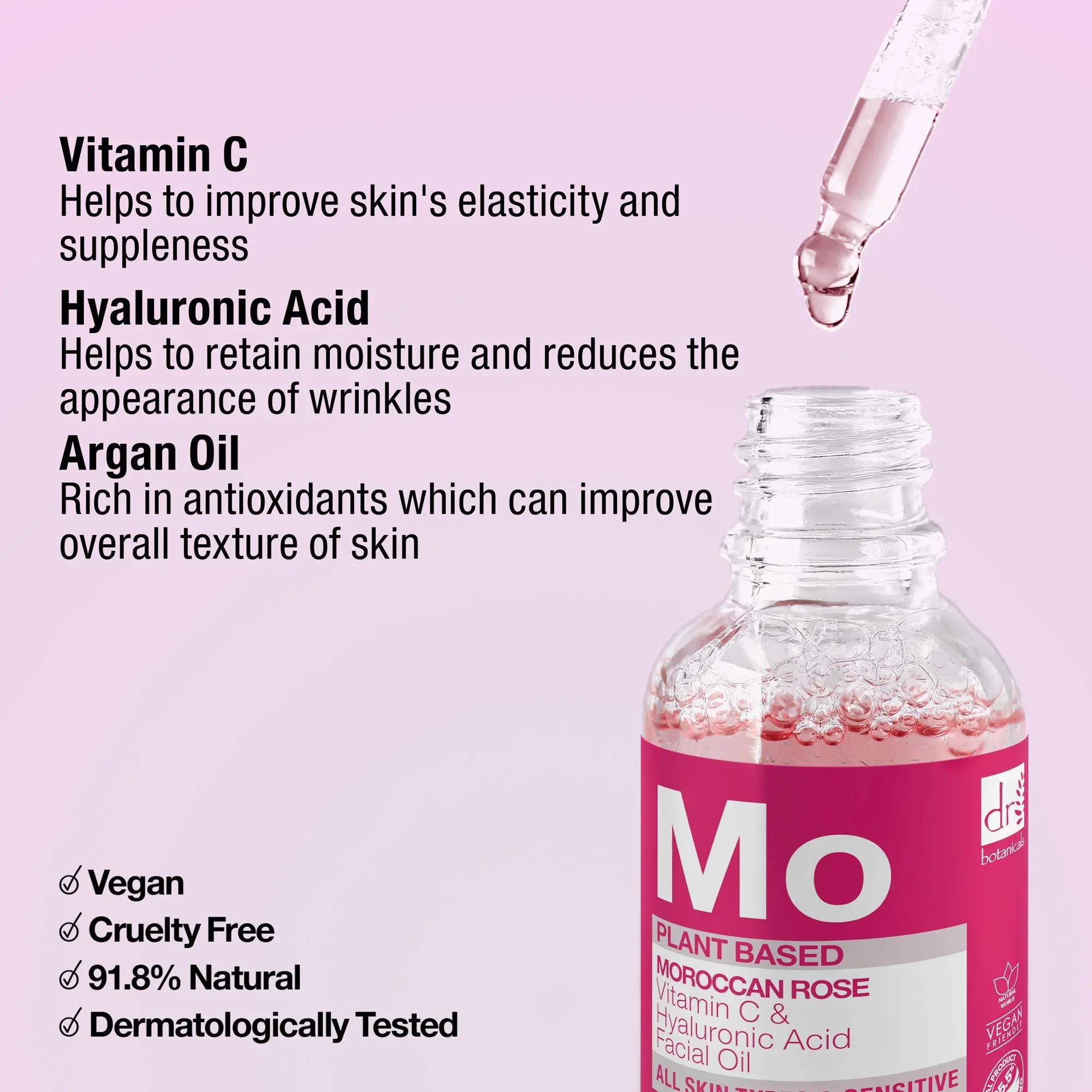 Moroccan Rose Facial Oil with Hyaluronic Acid & Vitamin C 15ml + 30ml - Image 5