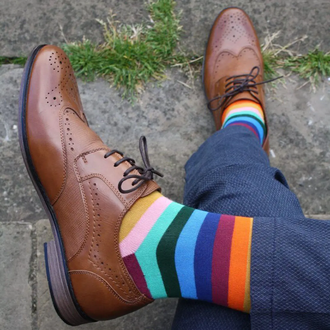 Multi Fine Striped Bamboo Socks - Image 2