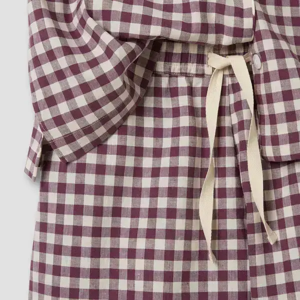Berry Gingham Gingham Linen Blend Women's Pyjama Short Set - Image 4