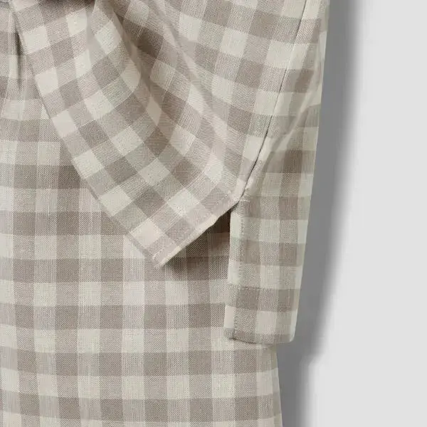 Berry Gingham Gingham Linen Blend Women's Pyjama Short Set - Image 18