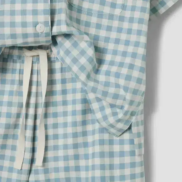 Berry Gingham Gingham Linen Blend Women's Pyjama Short Set - Image 9