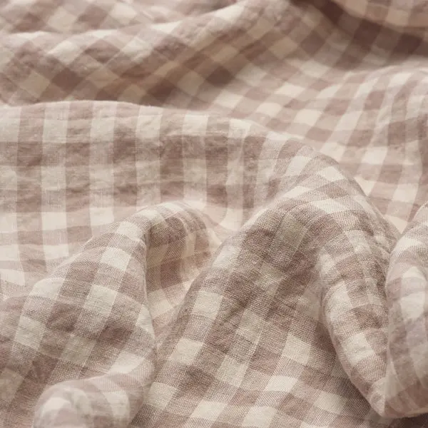 Mushroom Gingham Linen Blend Pillowcase (Pair) - Image 3