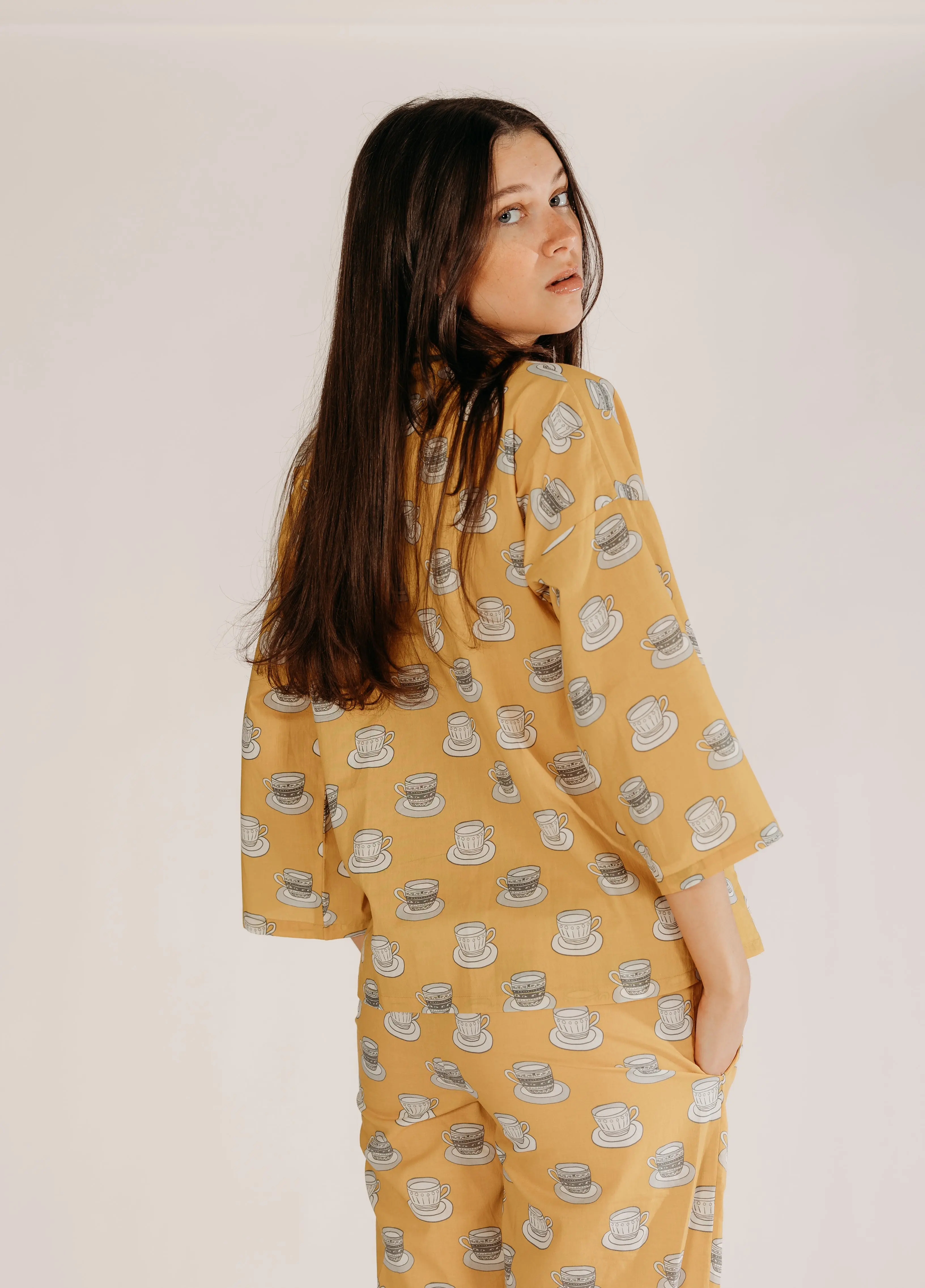 Mustard Chai Print Pyjamas - Image 12
