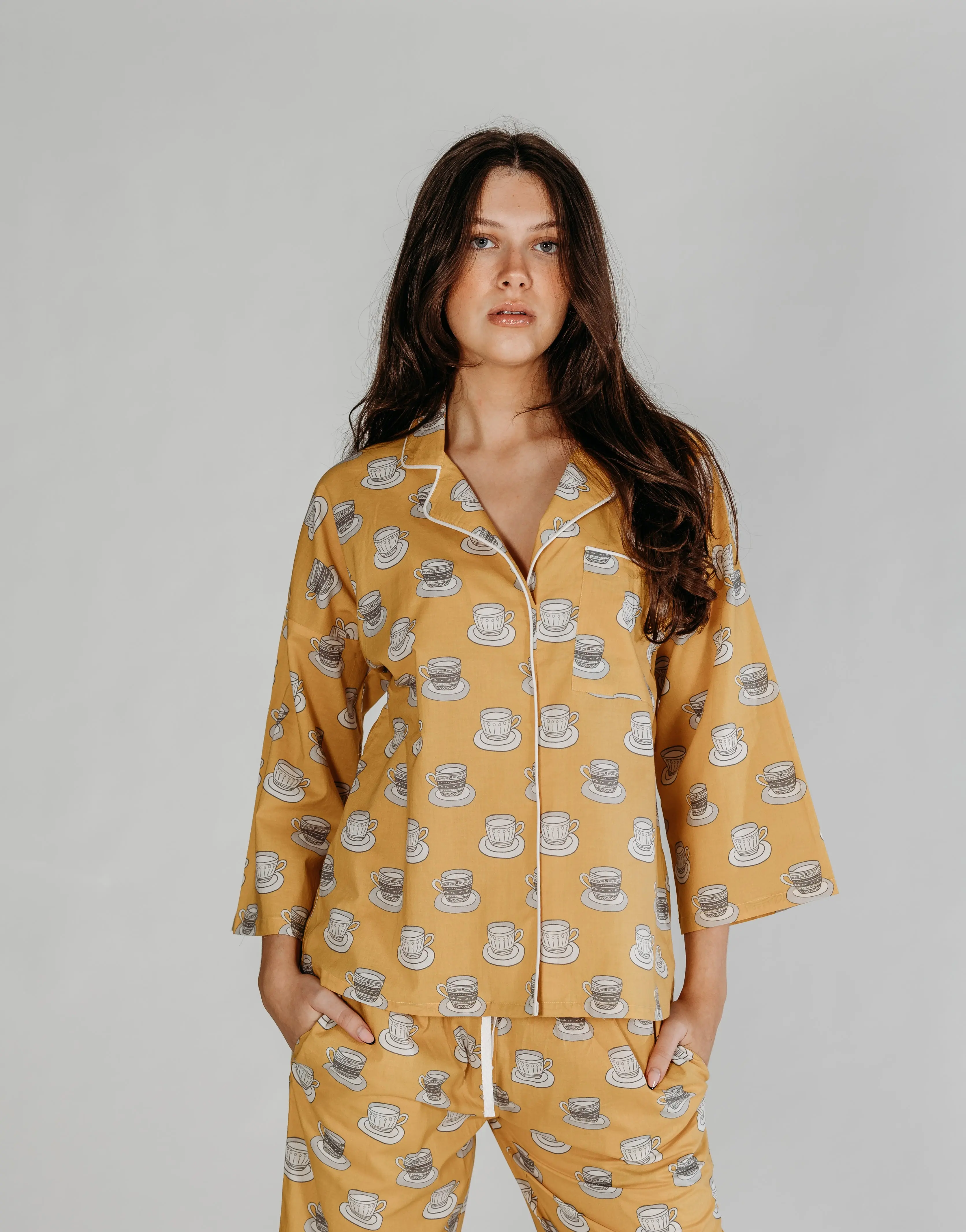 Mustard Chai Print Pyjamas - Image 8