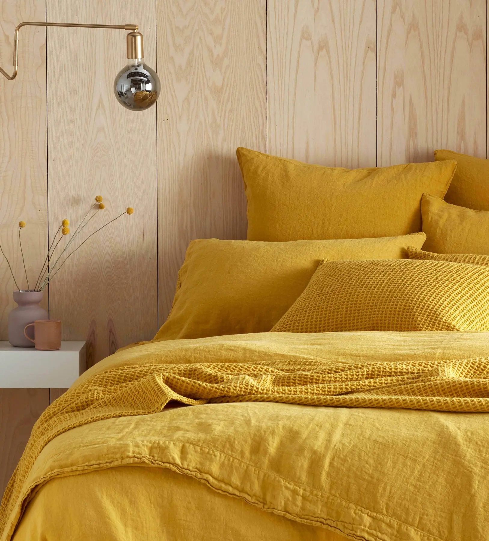 Mustard Yellow 100% Linen Duvet Cover - Image 3