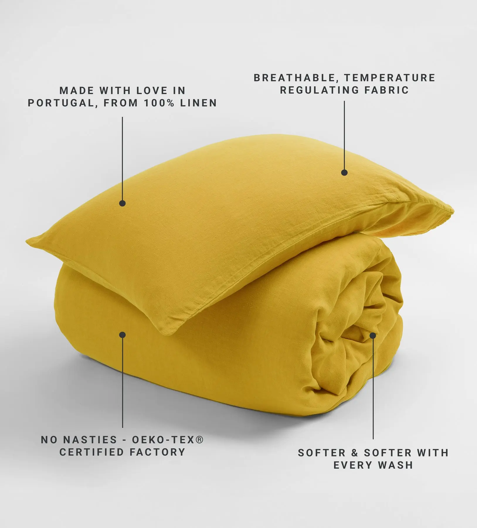 Mustard Yellow 100% Linen Duvet Cover - Image 4