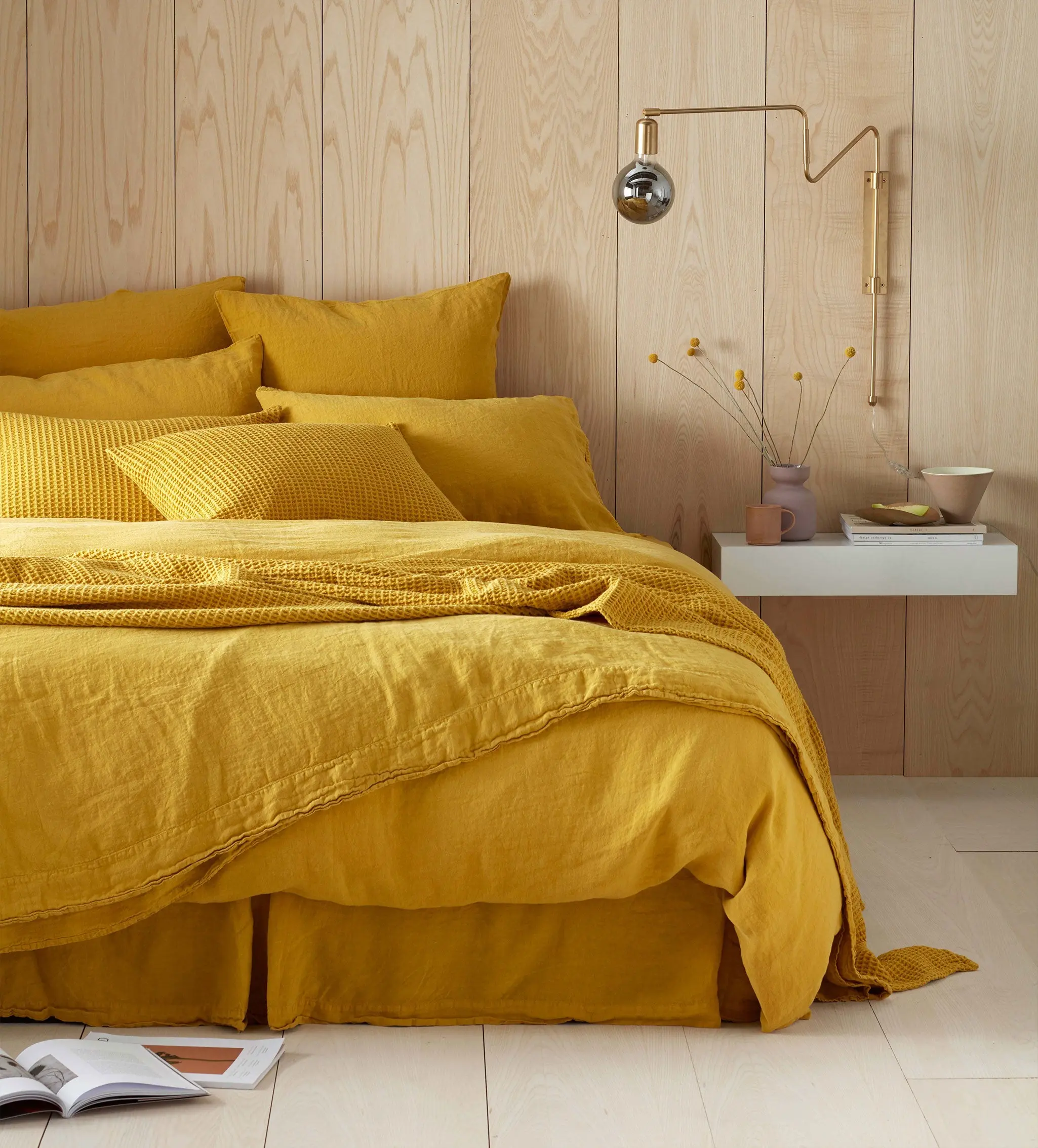 Mustard Yellow 100% Linen Flat Sheet