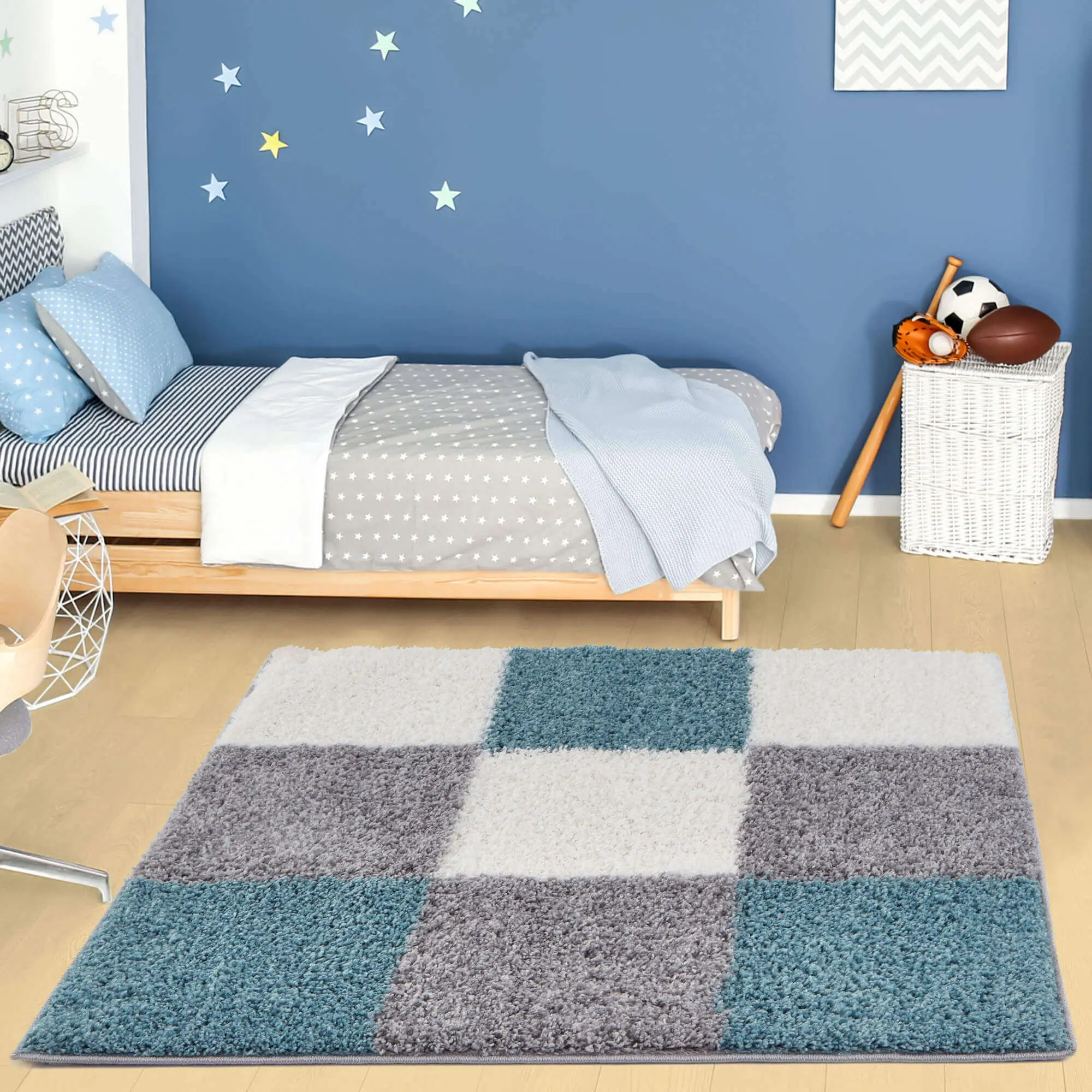 Myshaggy Geometric Duck Egg Blue Rug - Image 11