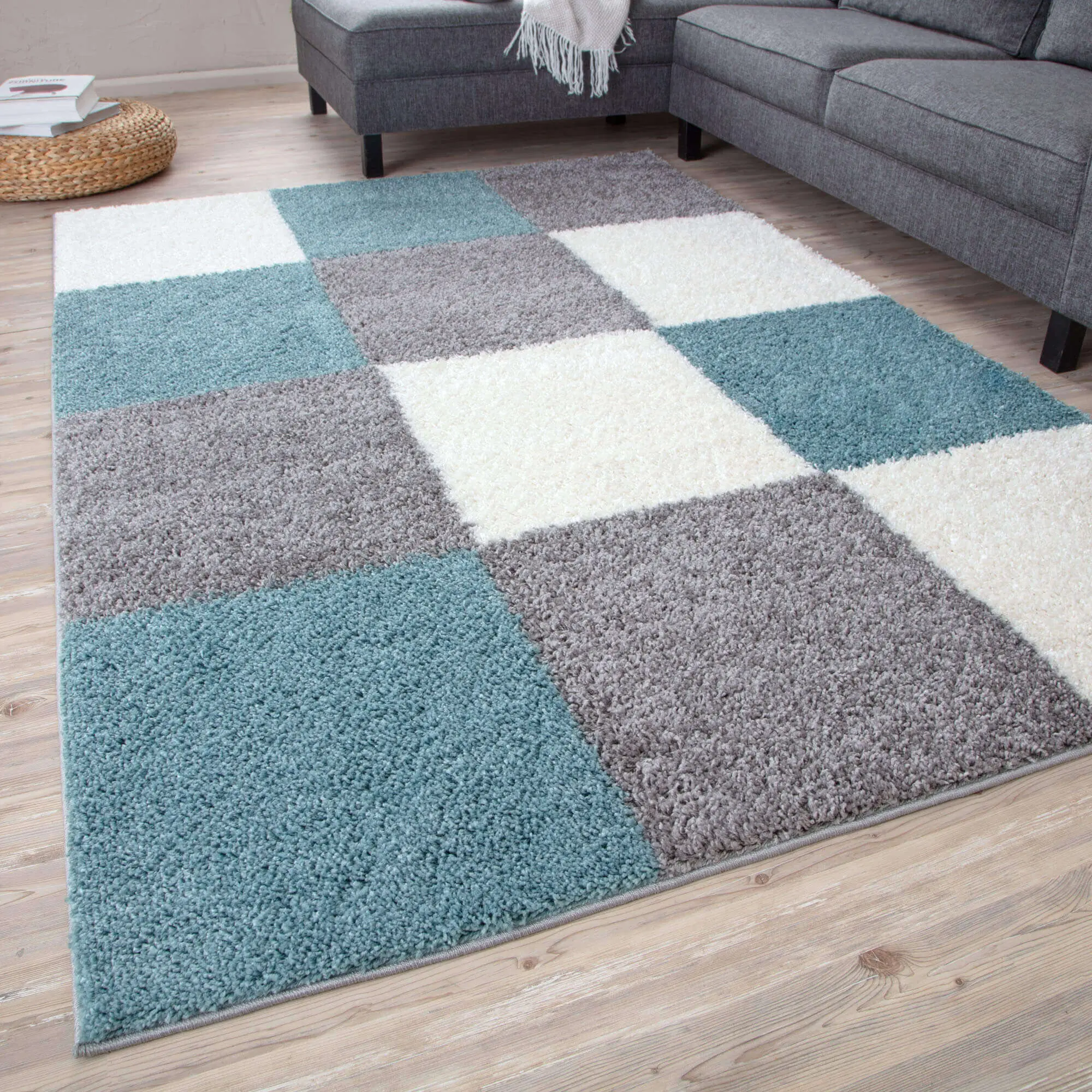 Myshaggy Geometric Duck Egg Blue Rug - Image 3