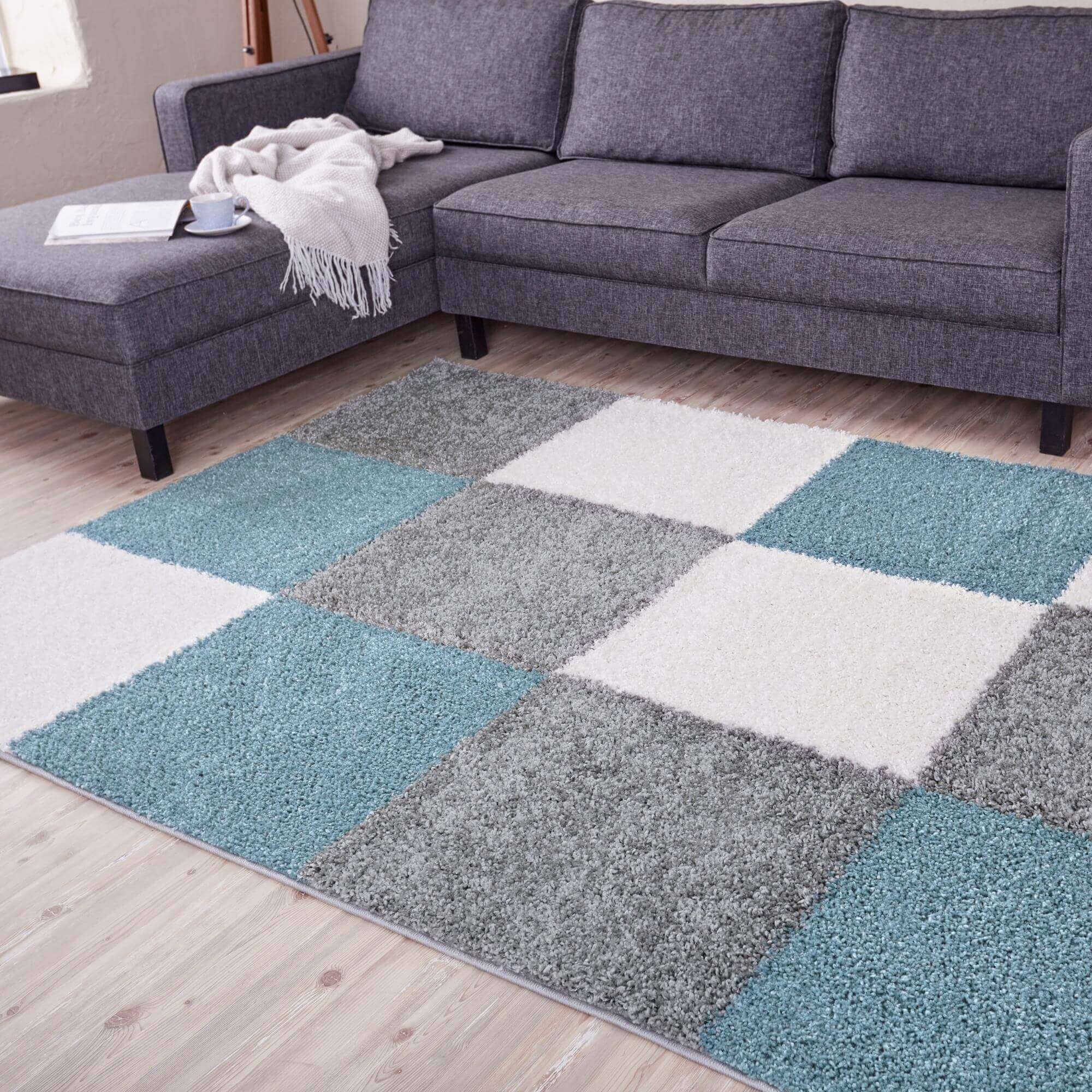 Myshaggy Geometric Duck Egg Blue Rug - Image 4