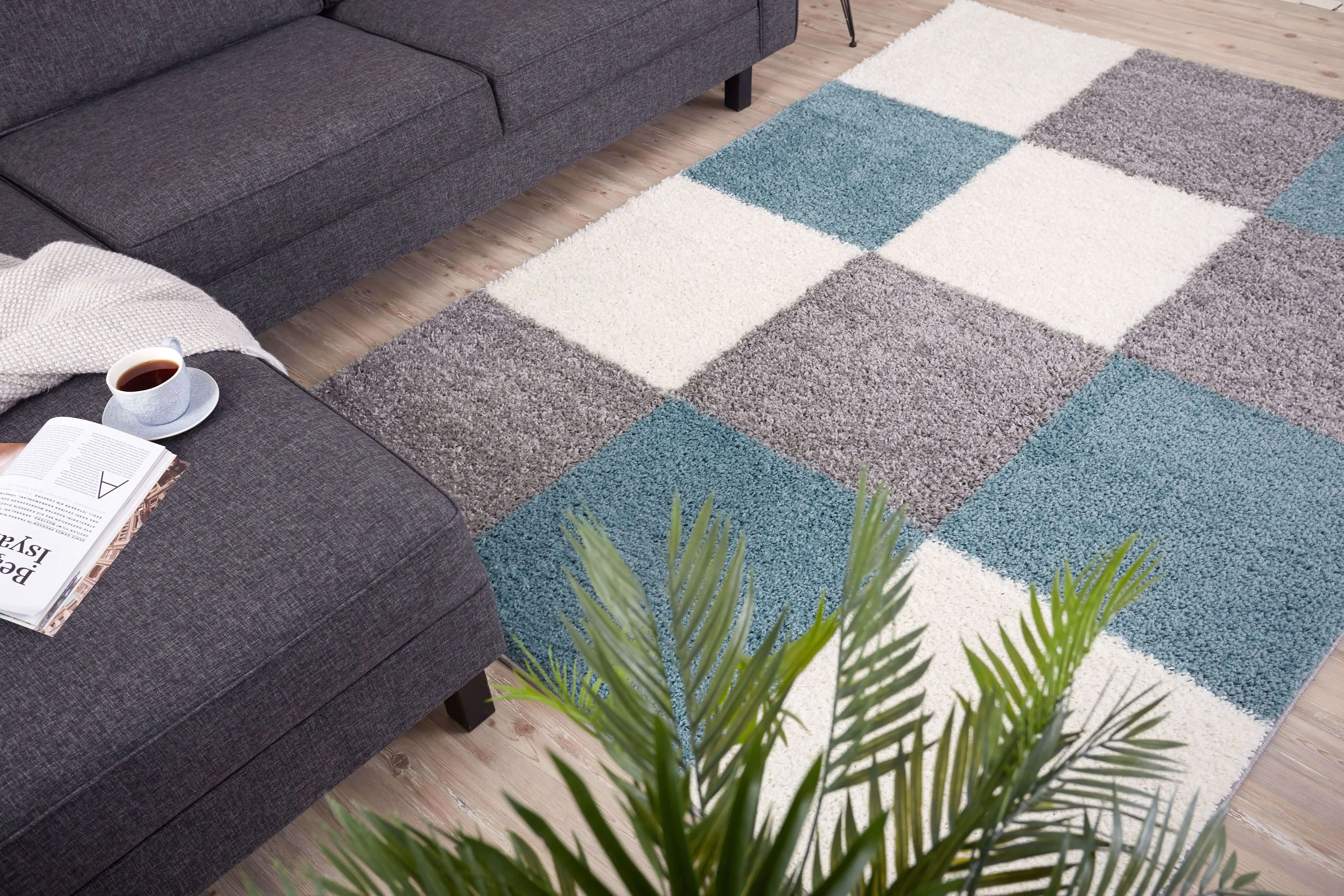 Myshaggy Geometric Duck Egg Blue Rug - Image 5