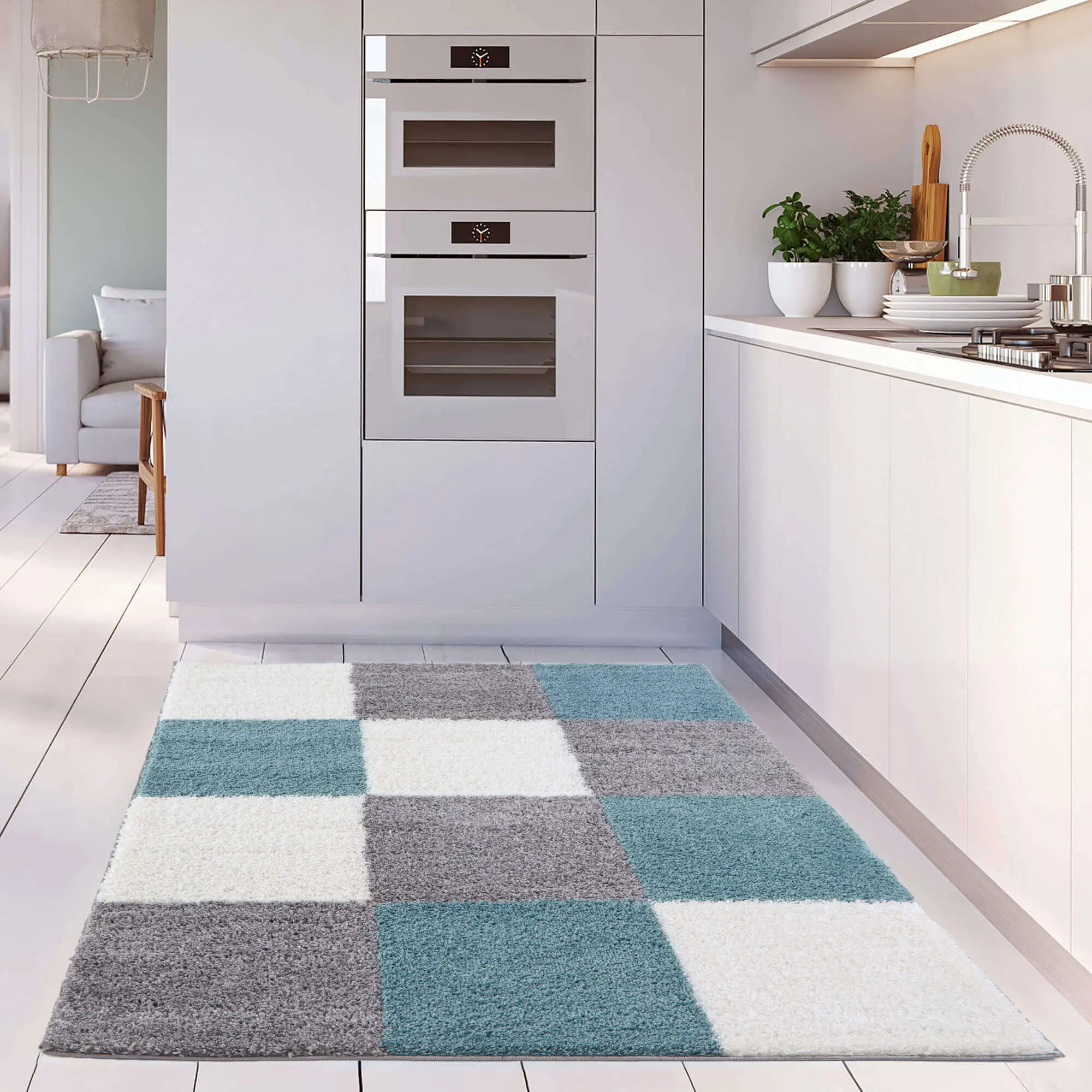 Myshaggy Geometric Duck Egg Blue Rug - Image 6