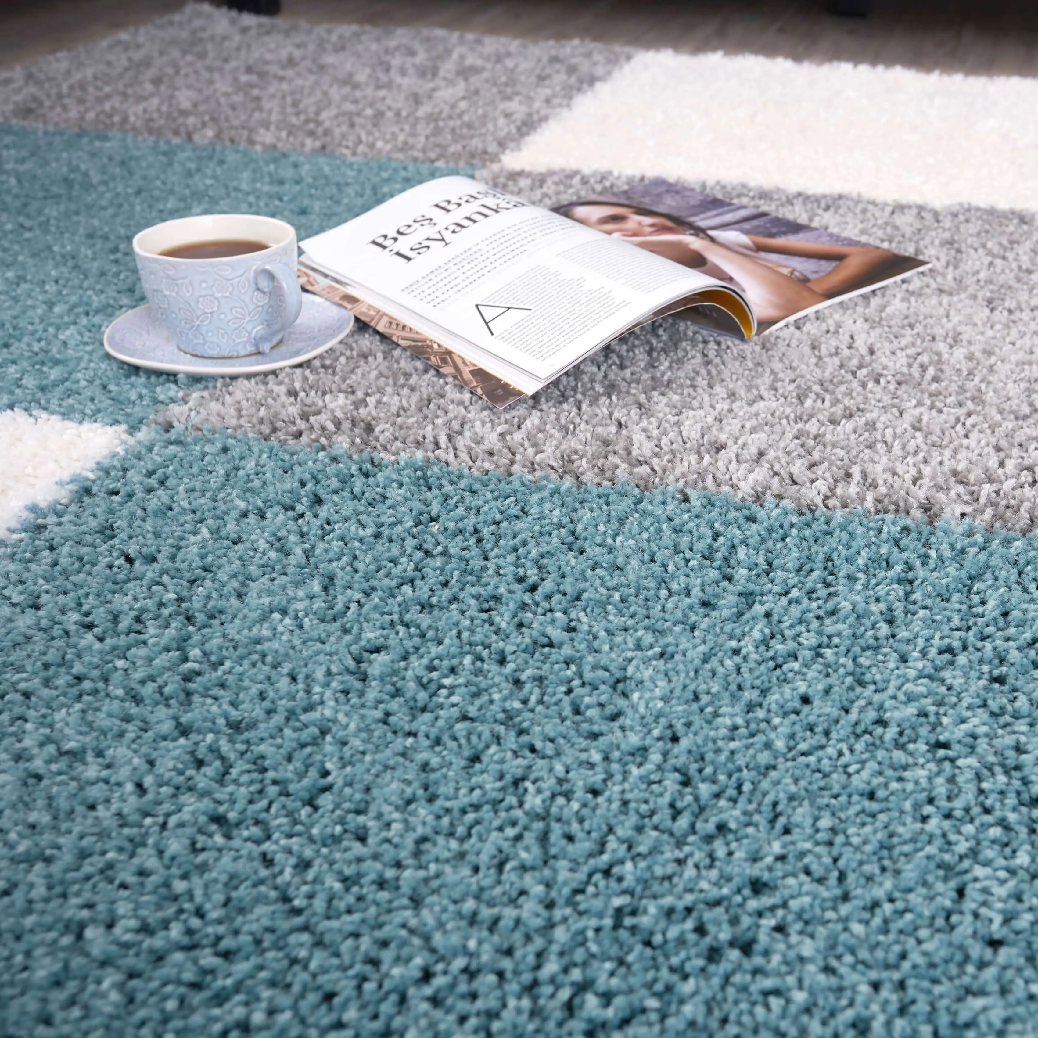 Myshaggy Geometric Duck Egg Blue Rug - Image 7