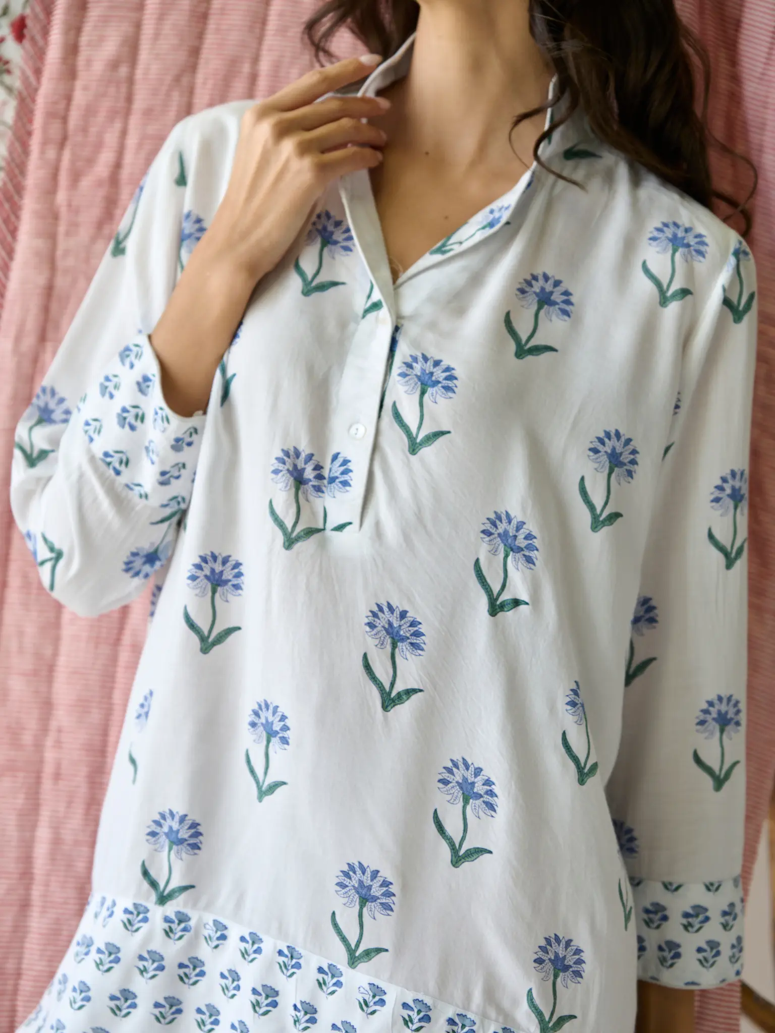 Nancy Night / Beach Shirt in Blue and Green - Image 6