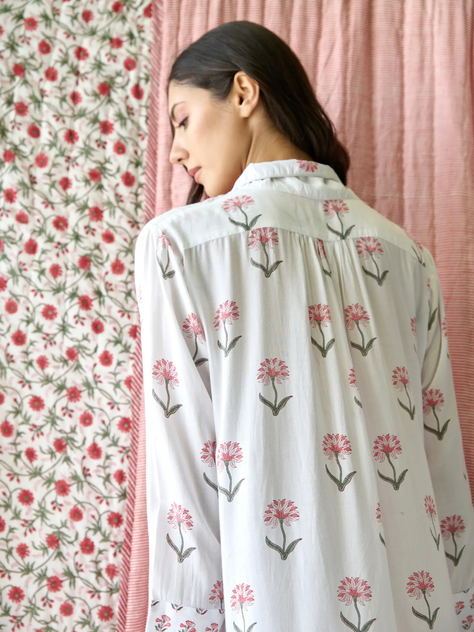 Nancy Night / Beach Shirt in Pink and Green - Image 5