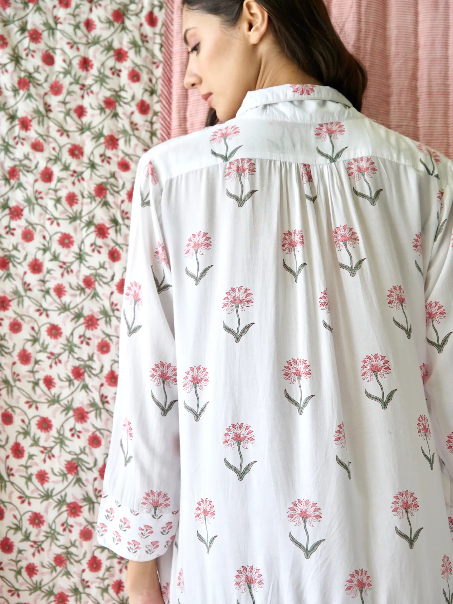 Nancy Night / Beach Shirt in Pink and Green - Image 6