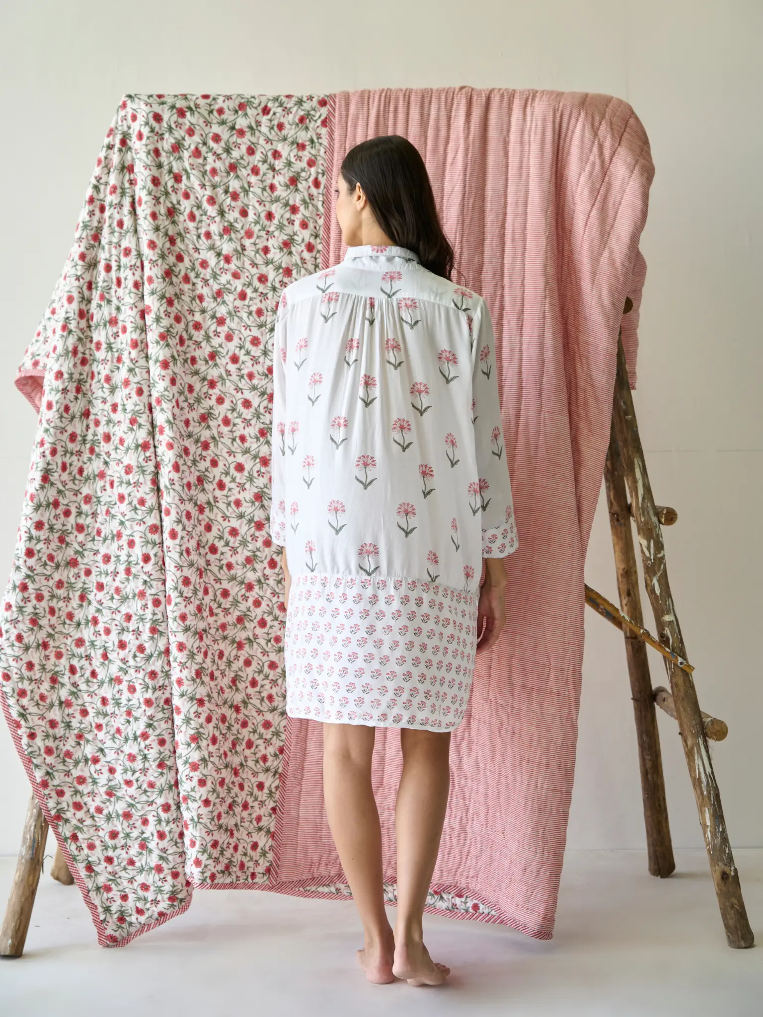 Nancy Night / Beach Shirt in Pink and Green - Image 7