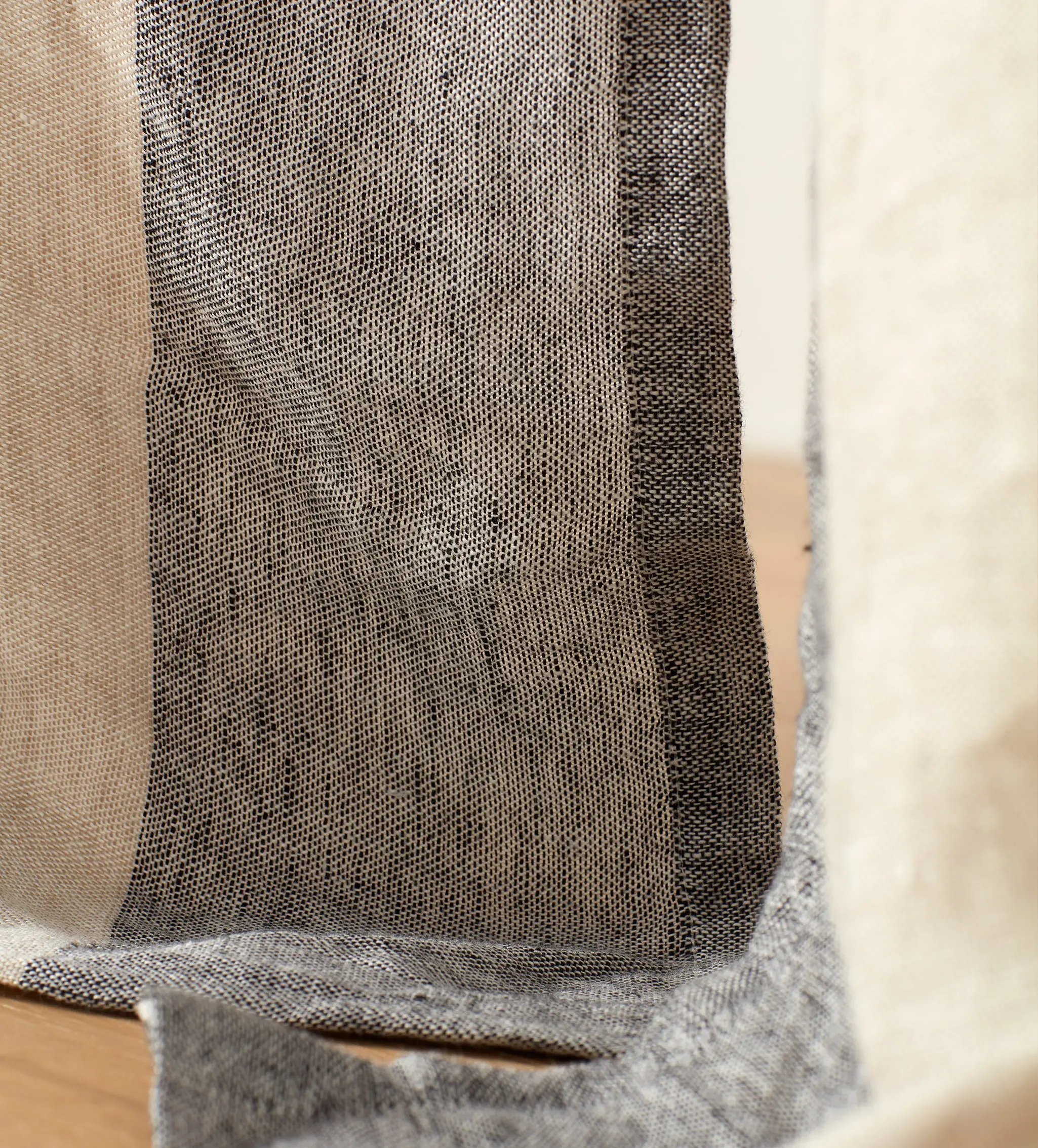 Natural Caitlyn 100% Linen Loop Top Curtain (Pair)