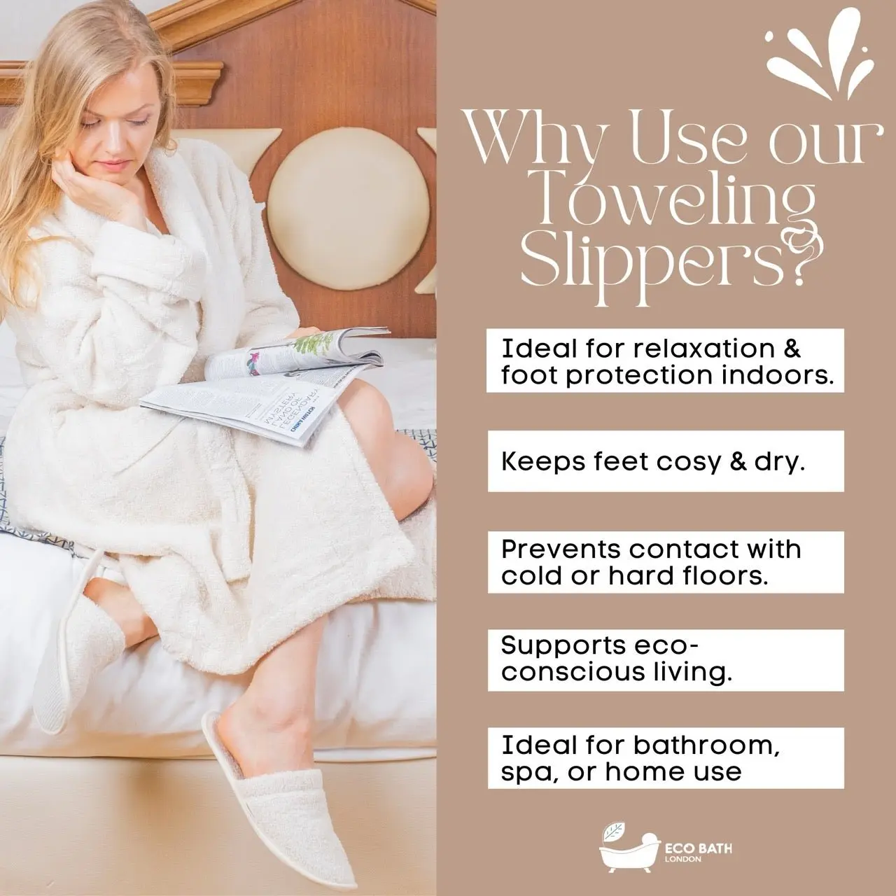 Natural Organic Cotton Toweling Slippers - Image 5