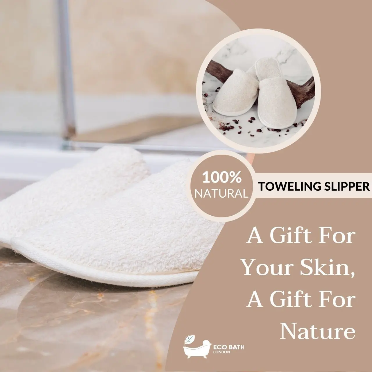 Natural Organic Cotton Toweling Slippers - Image 7