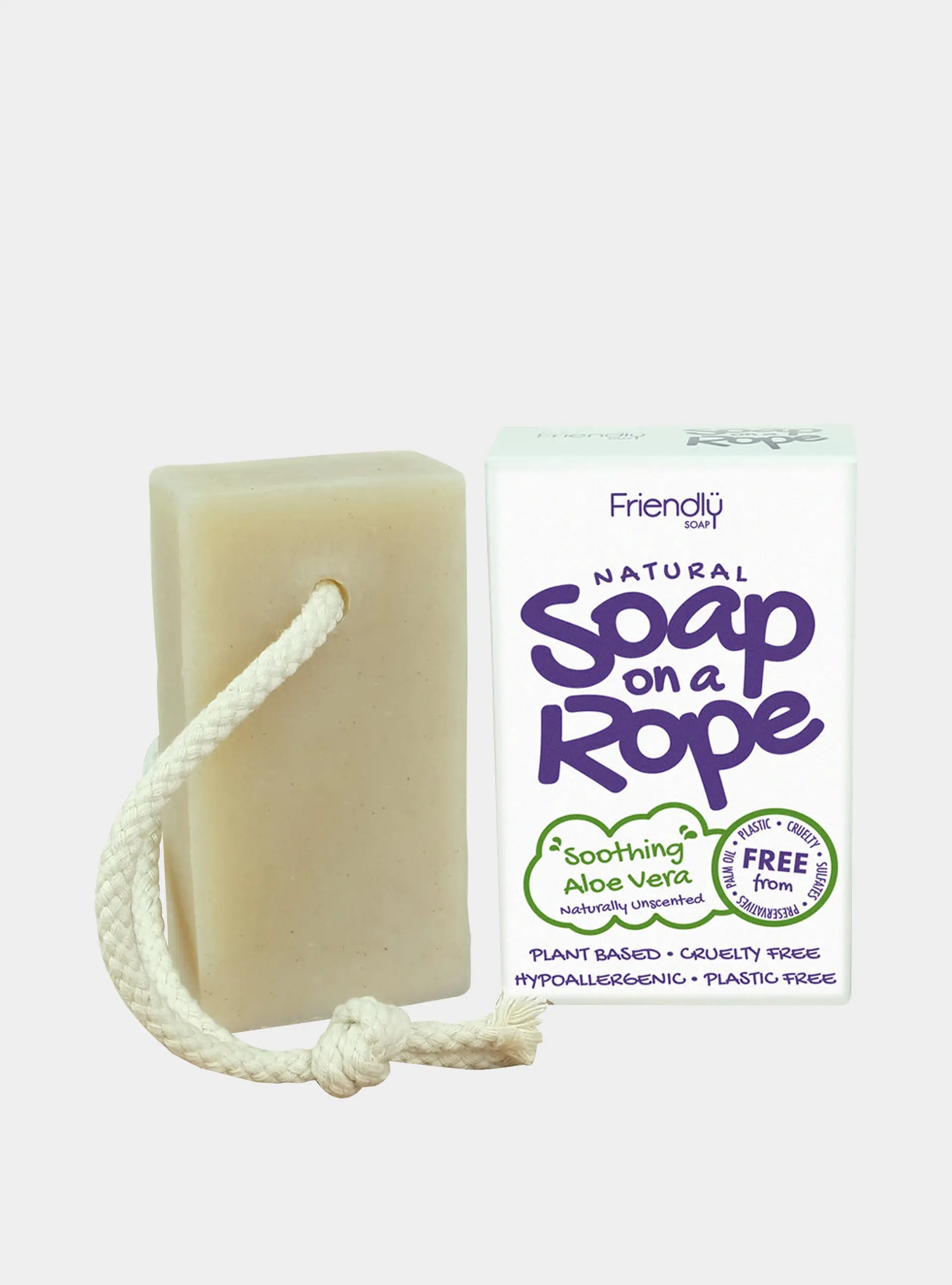 Natural Soap On A Rope - 'Soothing' Aloe Vera 125g
